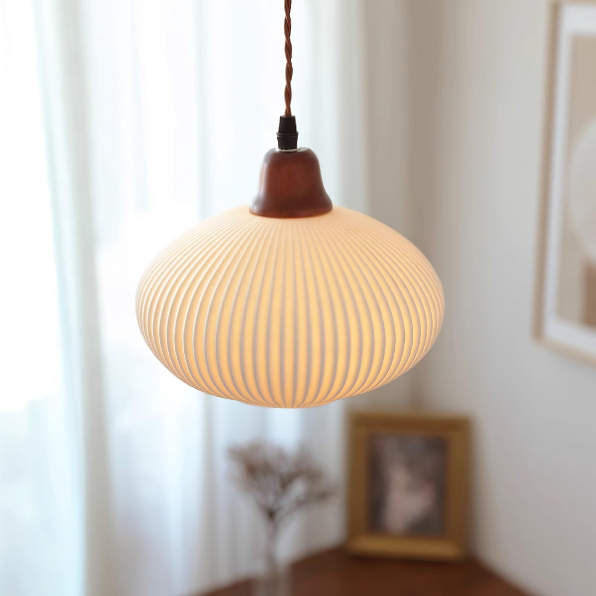 Pendant Light Ceramic 9 in White Dining Room Kitchen Island Hanging Lamp Adjustable Height | Thomler