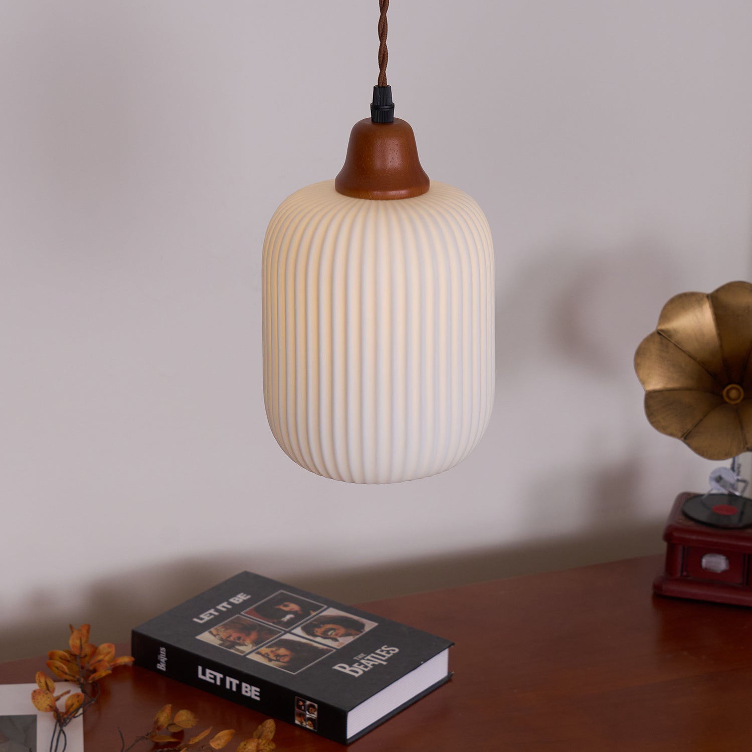Pendant Light Ceramic 9 in White Dining Room Kitchen Island Hanging Lamp Adjustable Height | Thomler