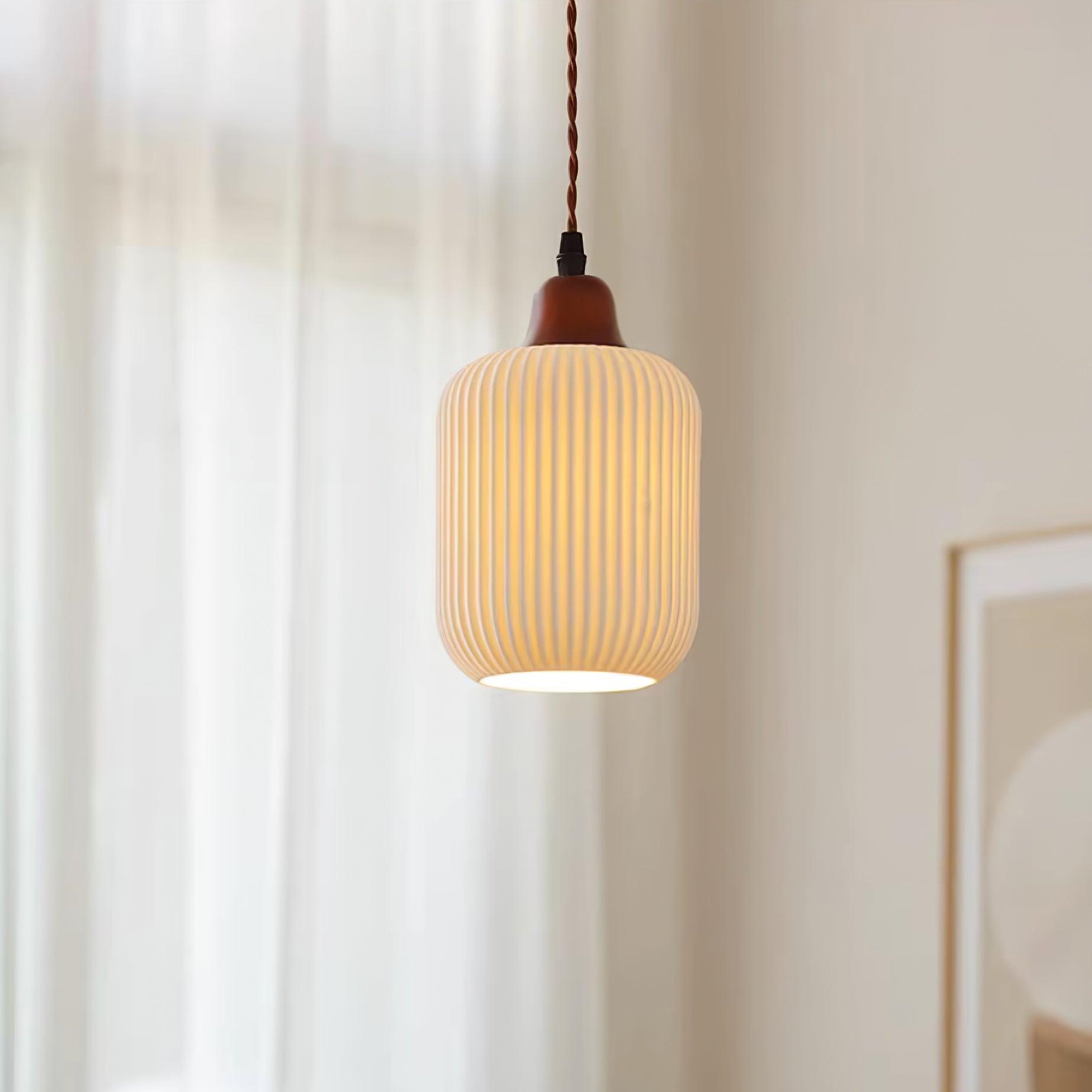 Pendant Light Ceramic 9 in White Dining Room Kitchen Island Hanging Lamp Adjustable Height | Thomler