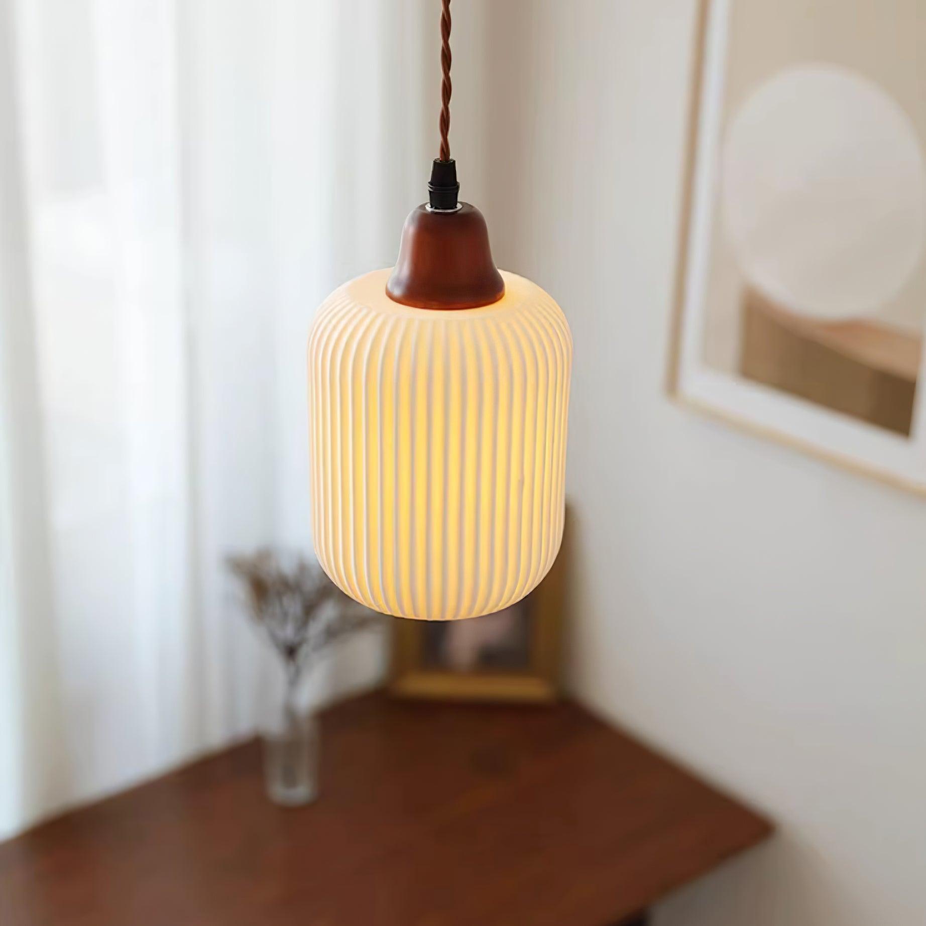 Pendant Light Ceramic 9 in White Dining Room Kitchen Island Hanging Lamp Adjustable Height | Thomler