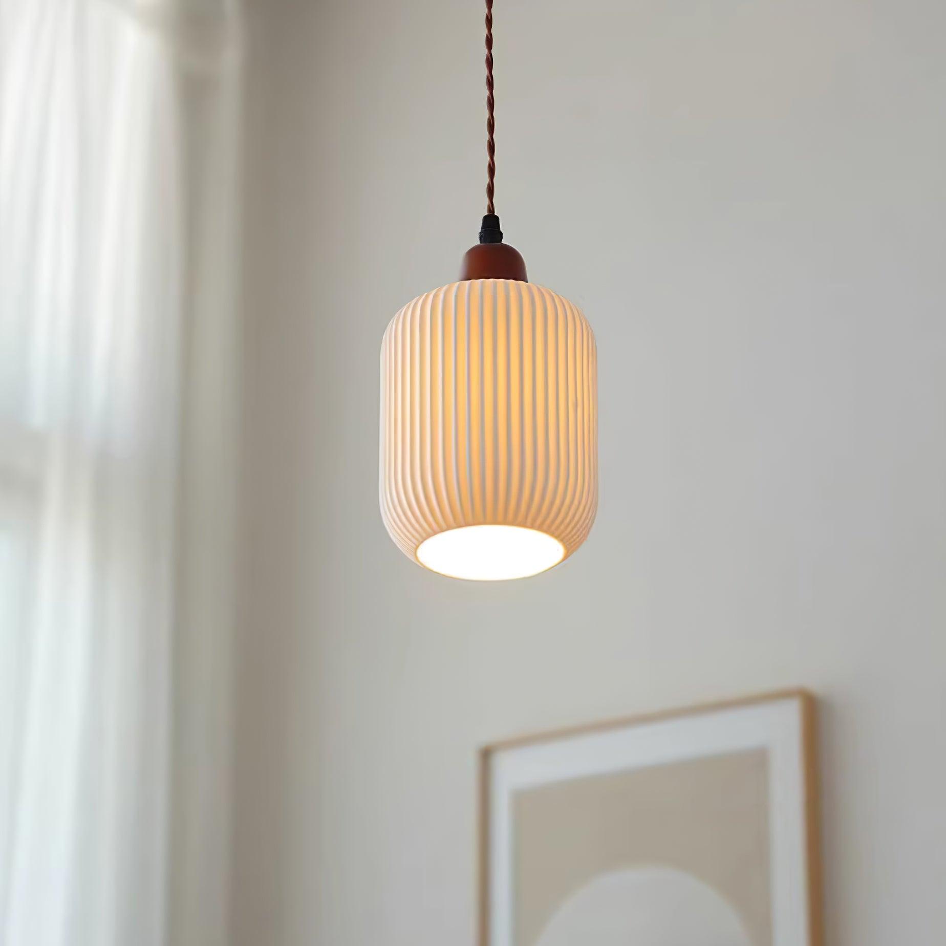 Pendant Light Ceramic 9 in White Dining Room Kitchen Island Hanging Lamp Adjustable Height | Thomler