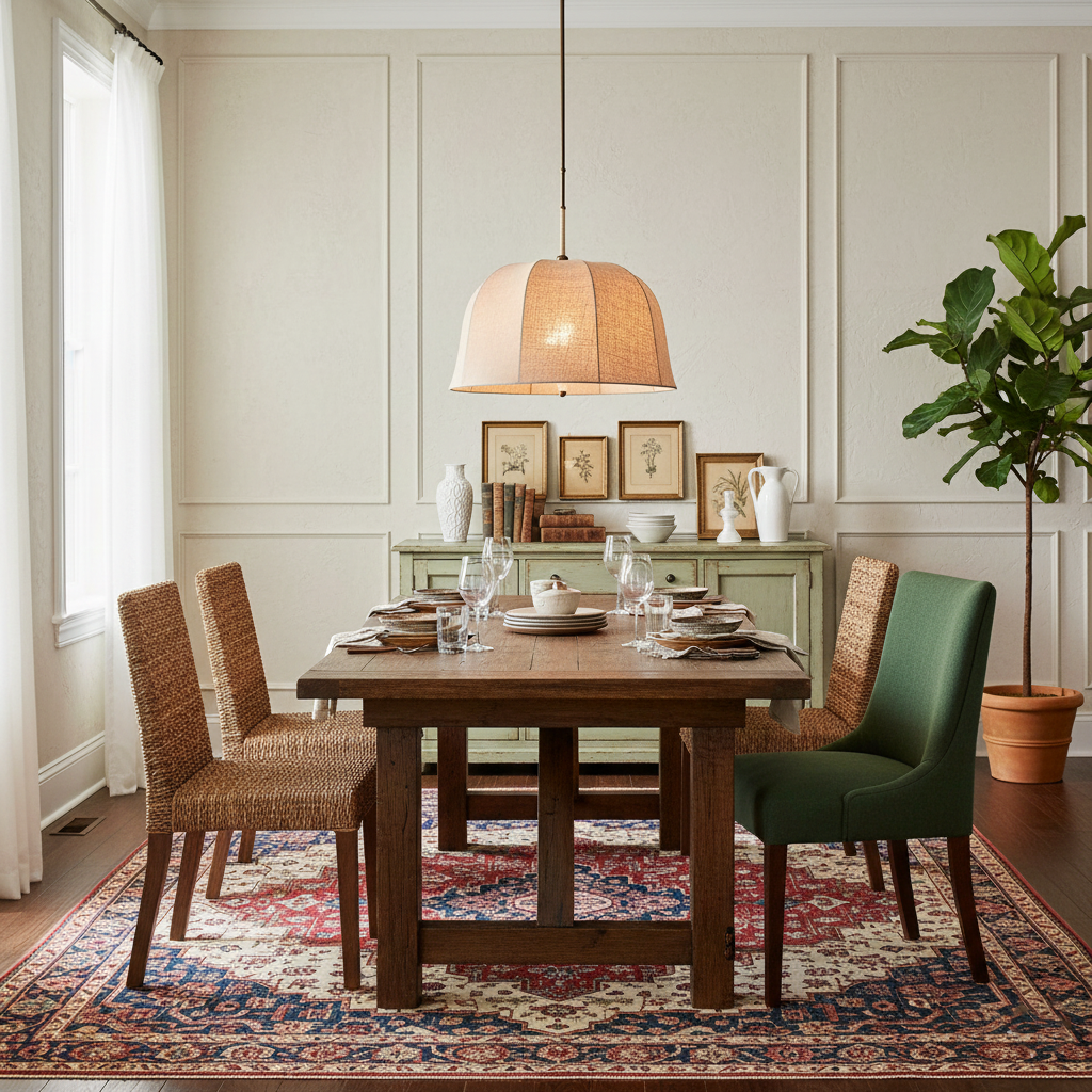 Pendant Light Linen 14.6 in Adjustable Bedroom Living Room Dining Room Hanging Lamp Vintage Style | Thomler