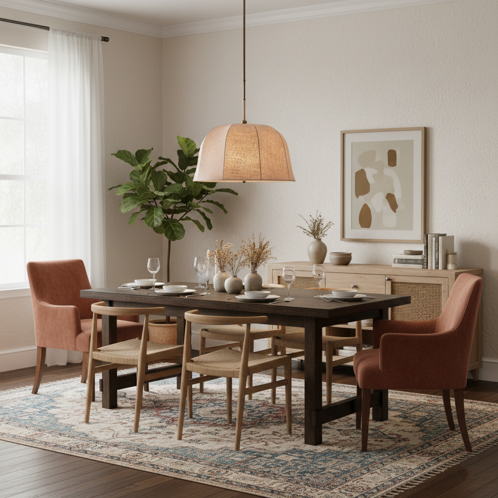 Pendant Light Linen 14.6 in Adjustable Bedroom Living Room Dining Room Hanging Lamp Vintage Style | Thomler