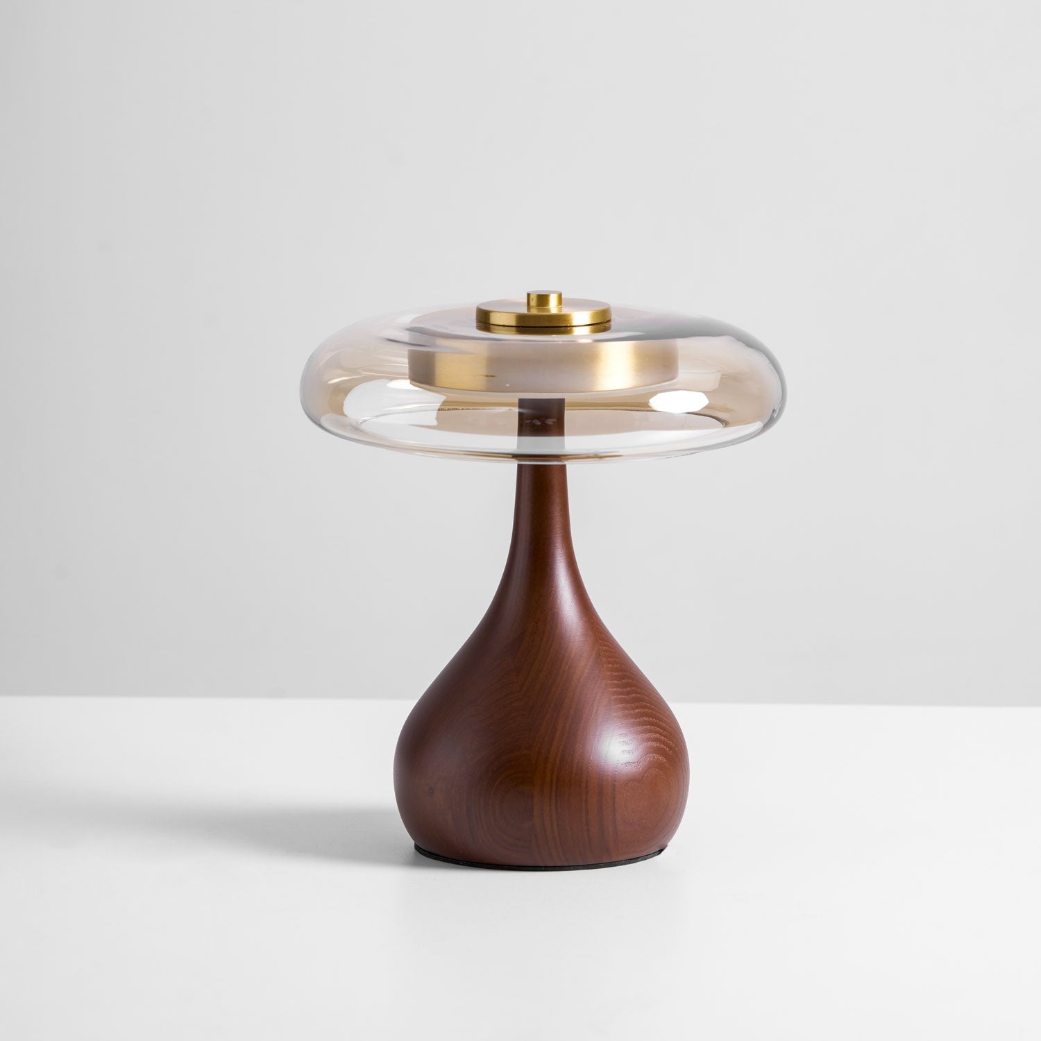 Wooden Table Lamp 9.8 in (25.0 cm) Amber Glass Shade Indoor Desk Lighting Warm Glow | Thomler