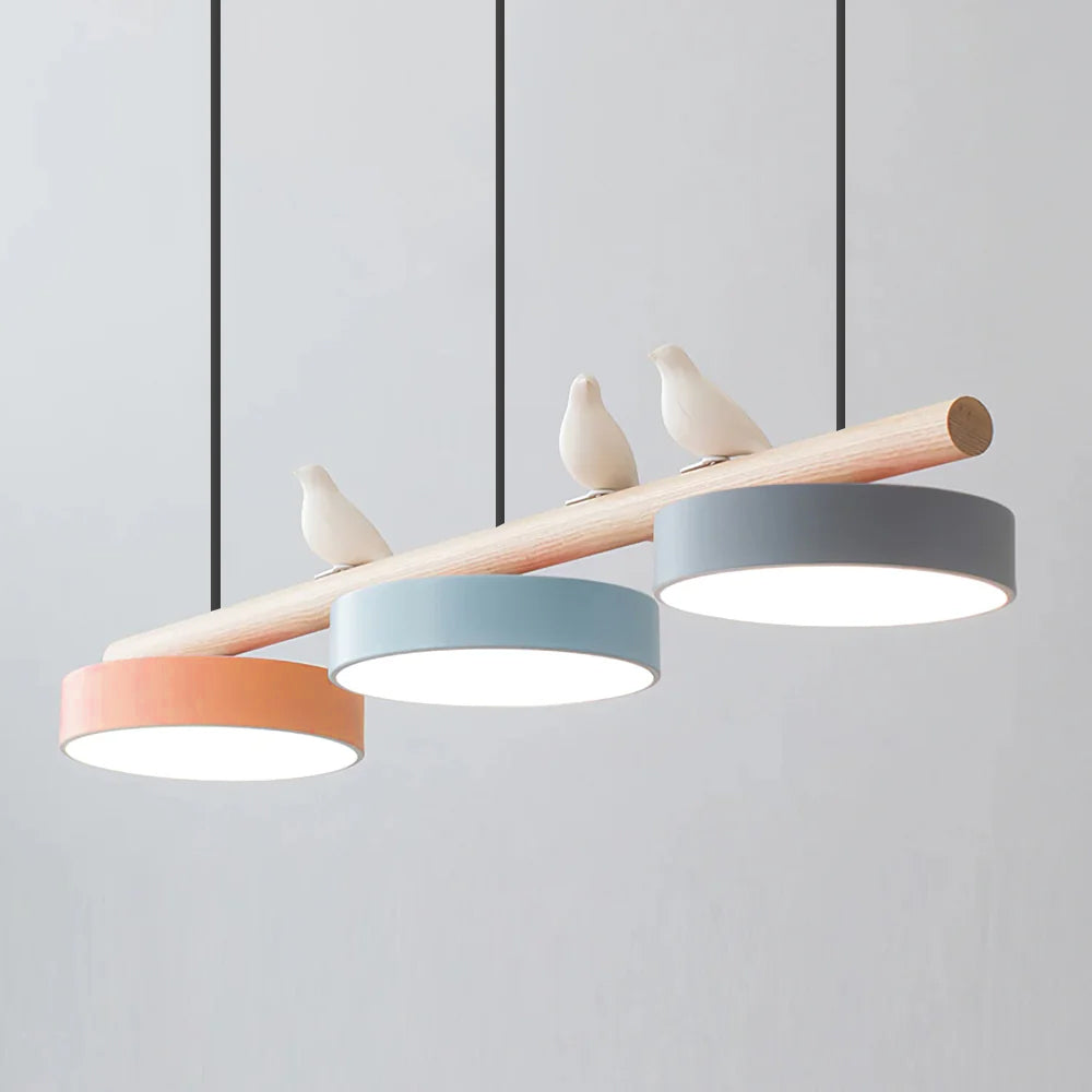 Pendant Light Metal Wood Resin 31.4 in Adjustable Indoor Ceiling Lamp | Thomler