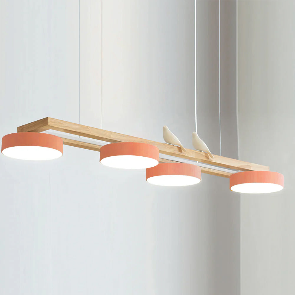 Pendant Light Wood Frame 40.2 in Indoor Ceiling Chandelier 48W LED 1400 Lumen Decorative Dining Room Living Room Lighting | Thomler