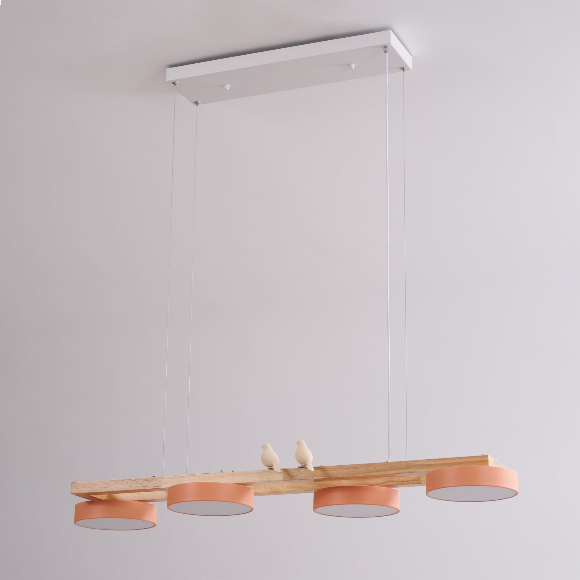 Pendant Light Wood Frame 40.2 in Indoor Ceiling Chandelier 48W LED 1400 Lumen Decorative Dining Room Living Room Lighting | Thomler