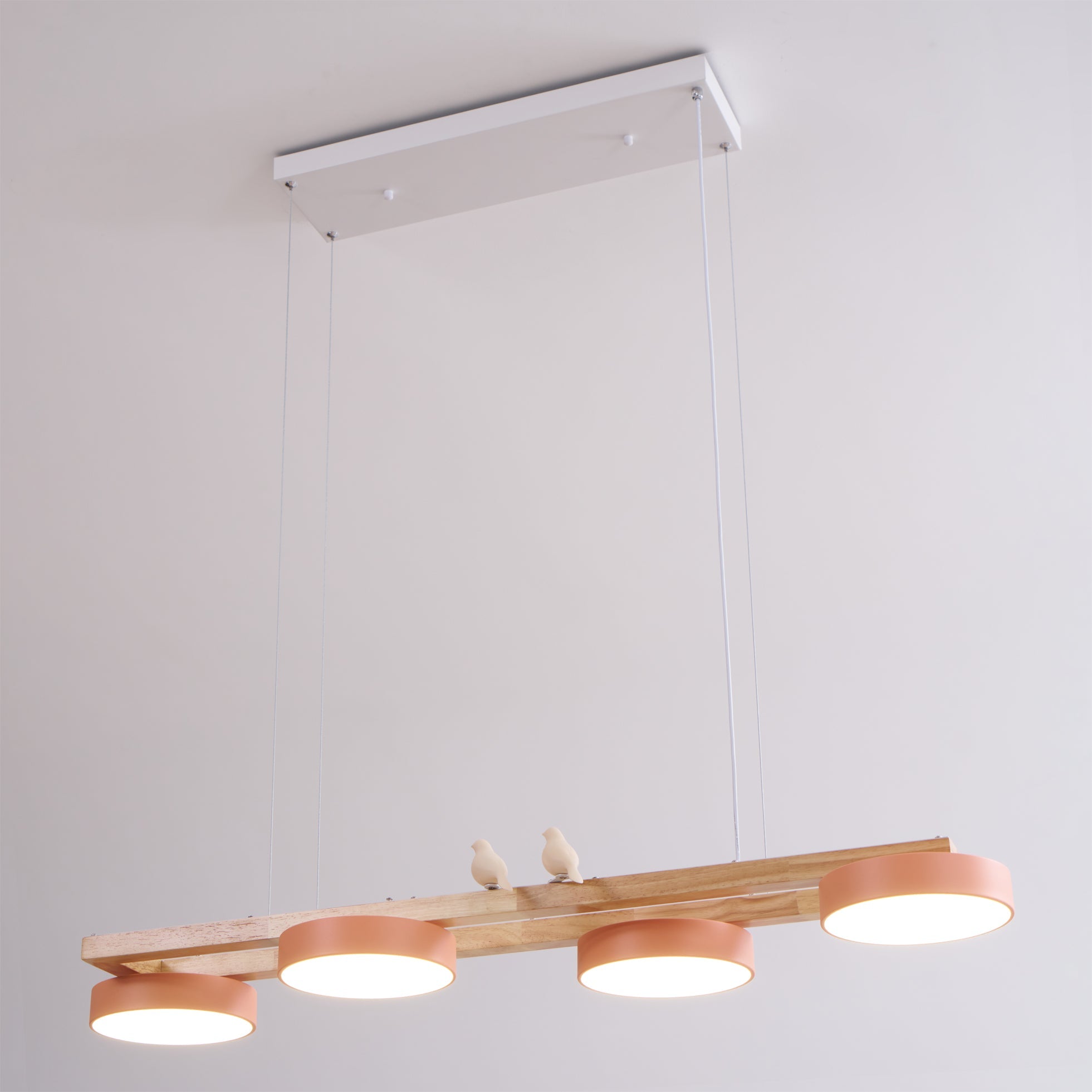 Pendant Light Wood Frame 40.2 in Indoor Ceiling Chandelier 48W LED 1400 Lumen Decorative Dining Room Living Room Lighting | Thomler