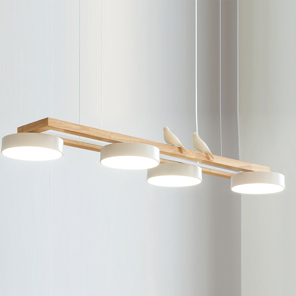Pendant Light Wood Frame 40.2 in Indoor Ceiling Chandelier 48W LED 1400 Lumen Decorative Dining Room Living Room Lighting | Thomler