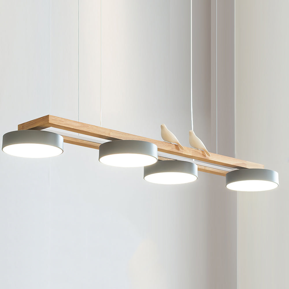 Pendant Light Wood Frame 40.2 in Indoor Ceiling Chandelier 48W LED 1400 Lumen Decorative Dining Room Living Room Lighting | Thomler