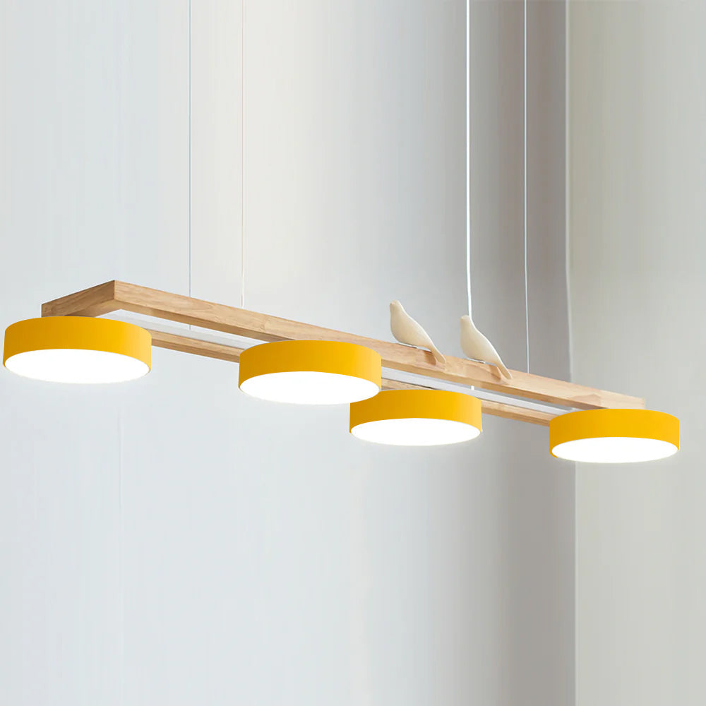 Pendant Light Wood Frame 40.2 in Indoor Ceiling Chandelier 48W LED 1400 Lumen Decorative Dining Room Living Room Lighting | Thomler