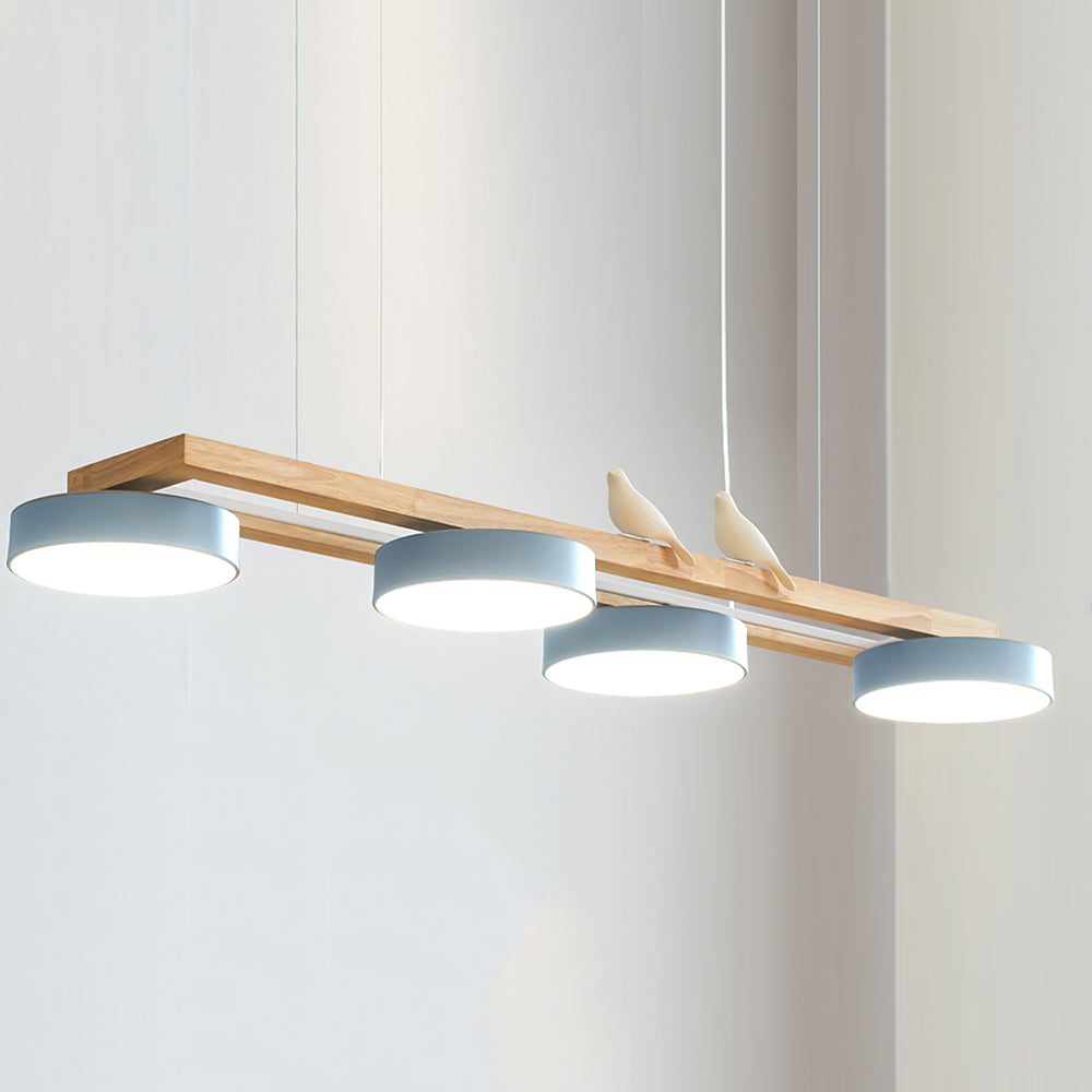 Pendant Light Wood Frame 40.2 in Indoor Ceiling Chandelier 48W LED 1400 Lumen Decorative Dining Room Living Room Lighting | Thomler