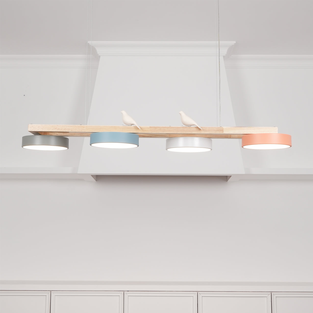 Pendant Light Wood Frame 40.2 in Indoor Ceiling Chandelier 48W LED 1400 Lumen Decorative Dining Room Living Room Lighting | Thomler