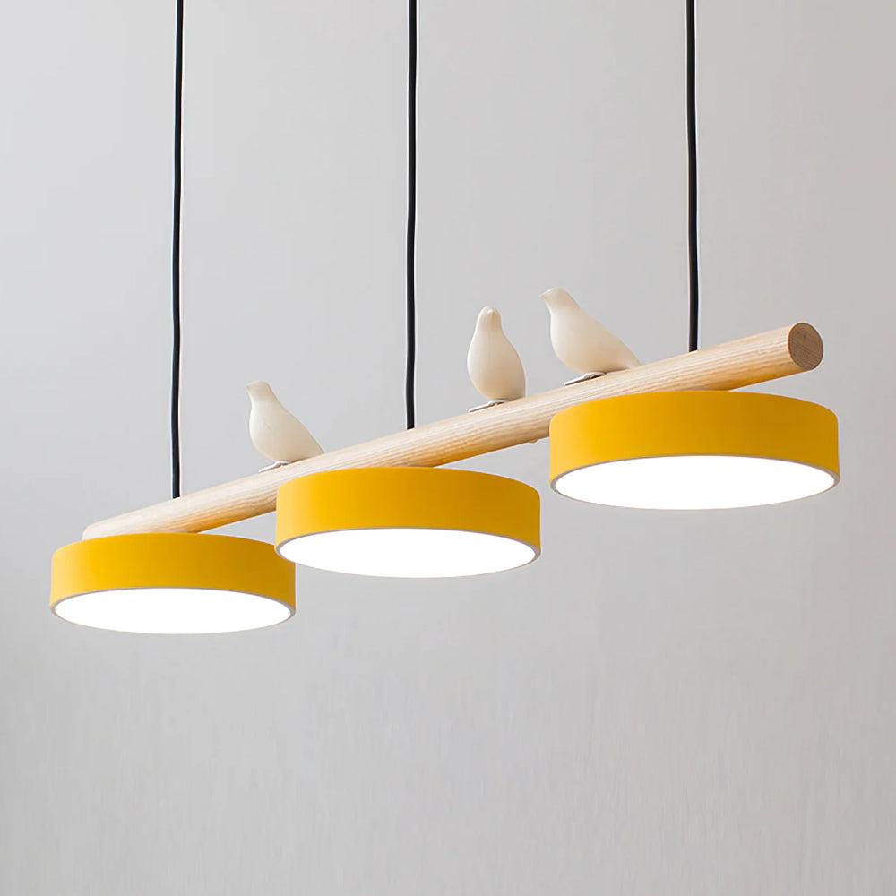 Pendant Light Metal Wood Resin 31.4 in Adjustable Indoor Ceiling Lamp | Thomler