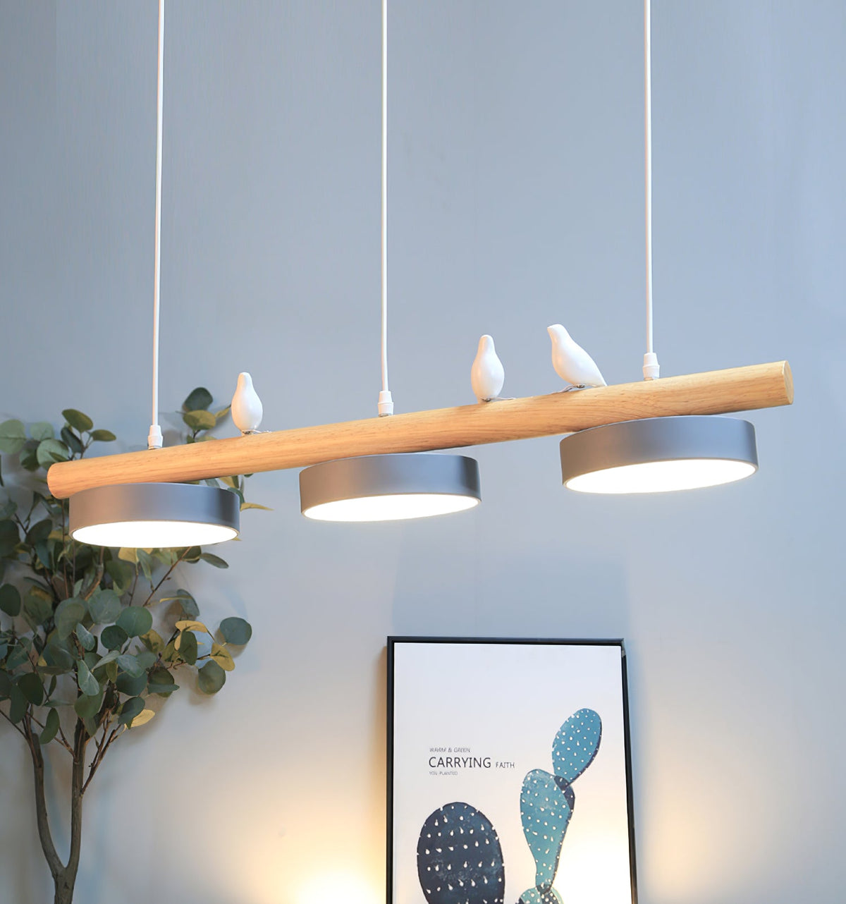 Bird Pendant Light with Adjustable Sculpture – Metal Wood Resin Modern Ceiling Lighting for Living Room Bedroom Dining Room – Dimmable LED | Thomler