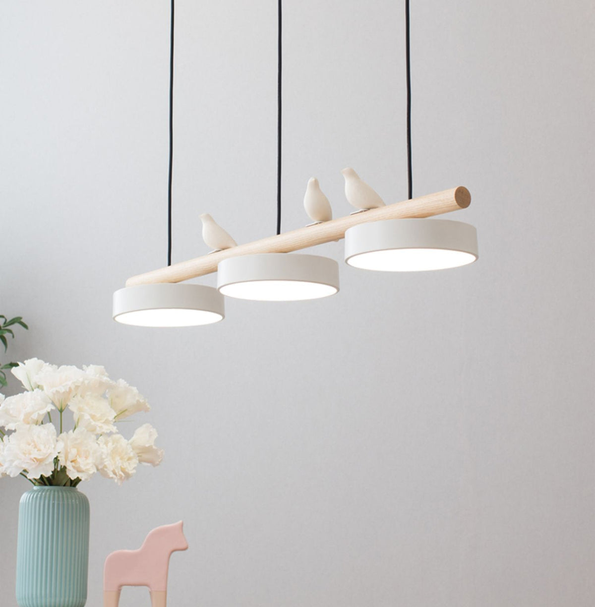 Bird Pendant Light with Adjustable Sculpture – Metal Wood Resin Modern Ceiling Lighting for Living Room Bedroom Dining Room – Dimmable LED | Thomler