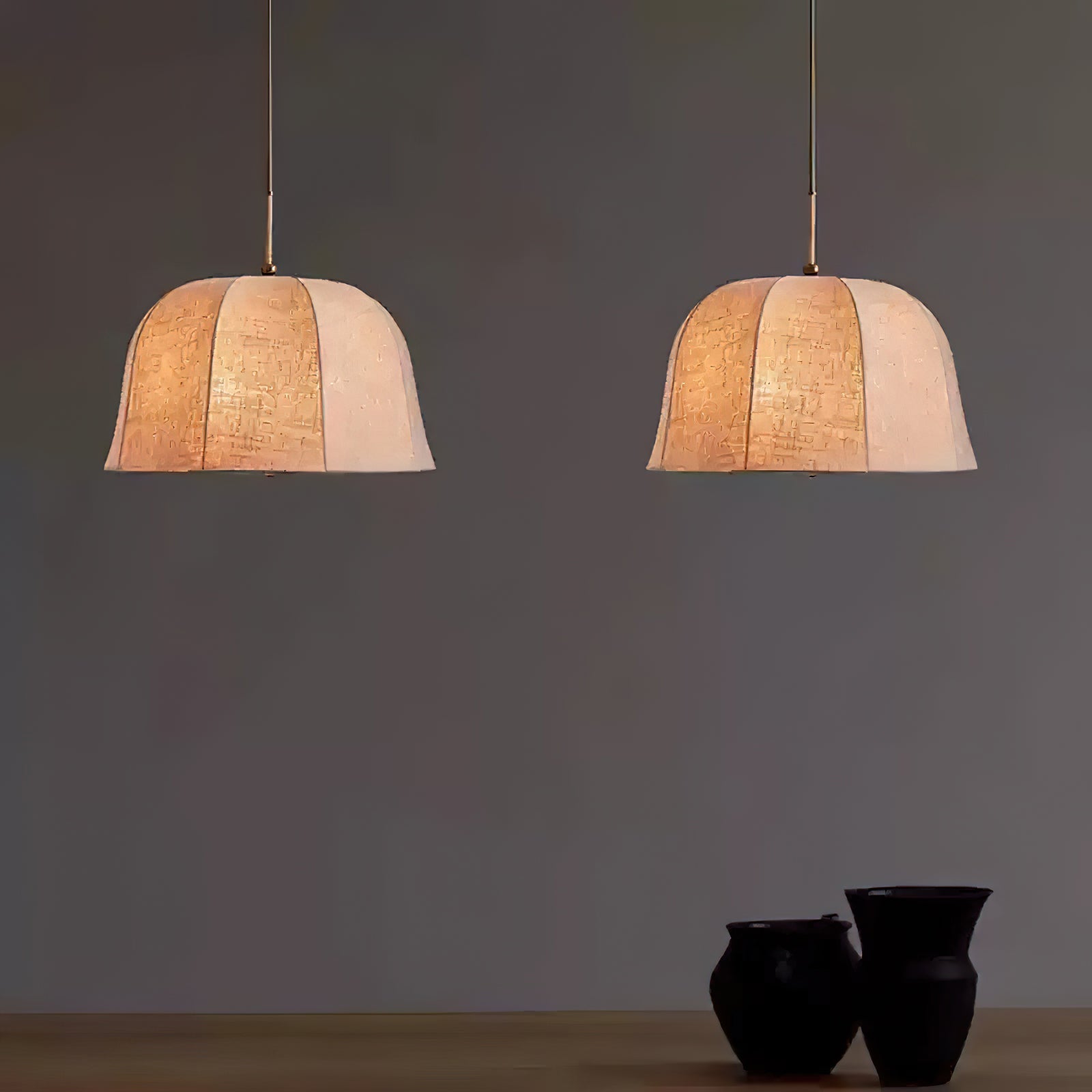 Pendant Light Linen 14.6 in Adjustable Bedroom Living Room Dining Room Hanging Lamp Vintage Style | Thomler