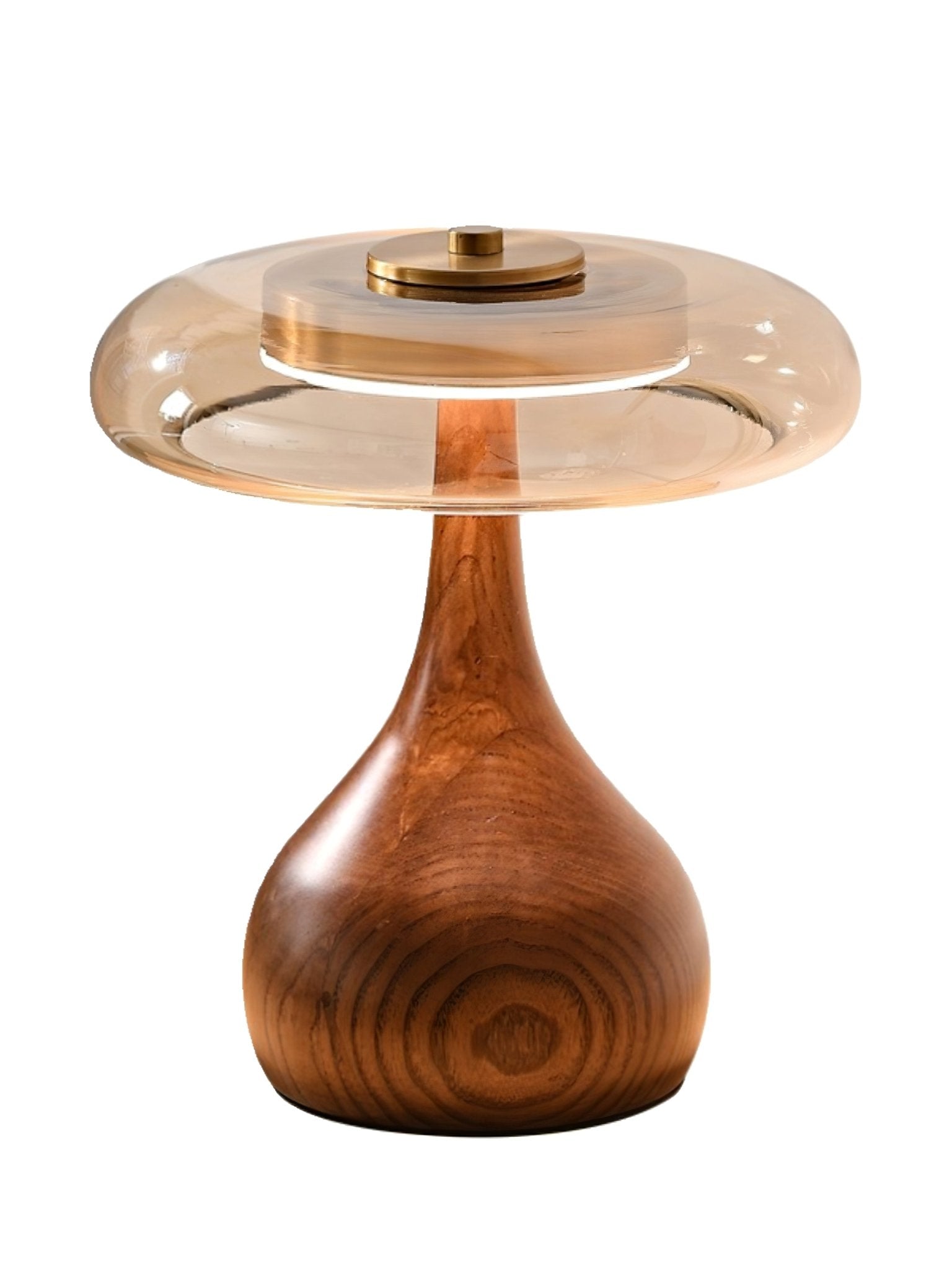 Wooden Table Lamp 9.8 in (25.0 cm) Amber Glass Shade Indoor Desk Lighting Warm Glow | Thomler