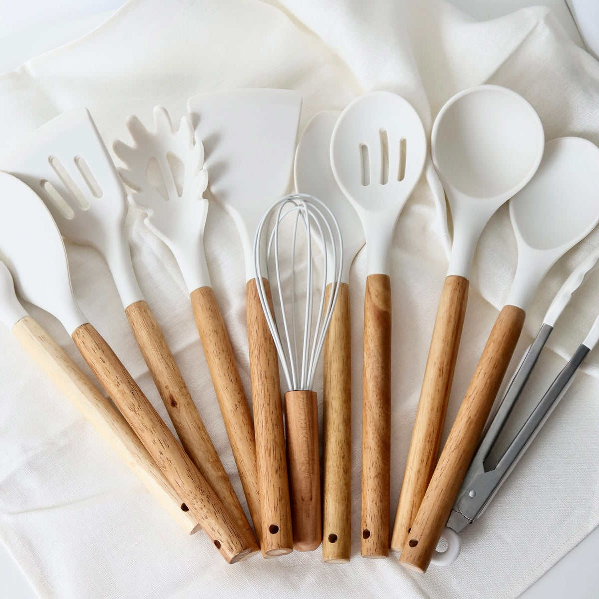 11-Piece Non-Stick Cooking Tool Collection with Wood Handles for Everyday Kitchen Use | Thomler