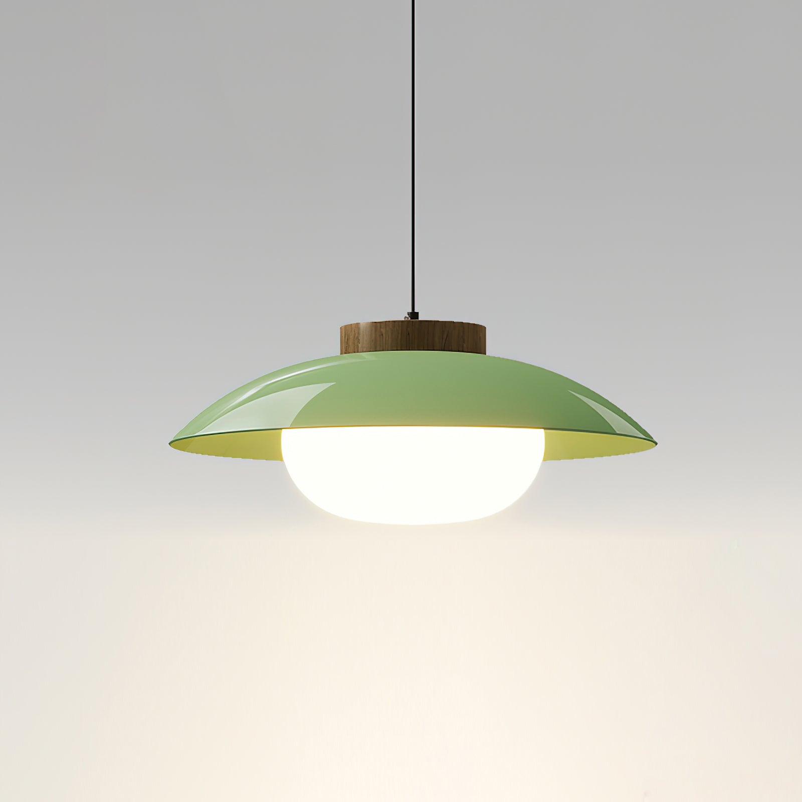 Pendant Light Plastic Wood 11 in x 5.1 in White Green Kitchen Dining Room Hanging LED Lamp | Thomler — Minimalist Modern Lighting Fixtures for Home Workspace | Thomler