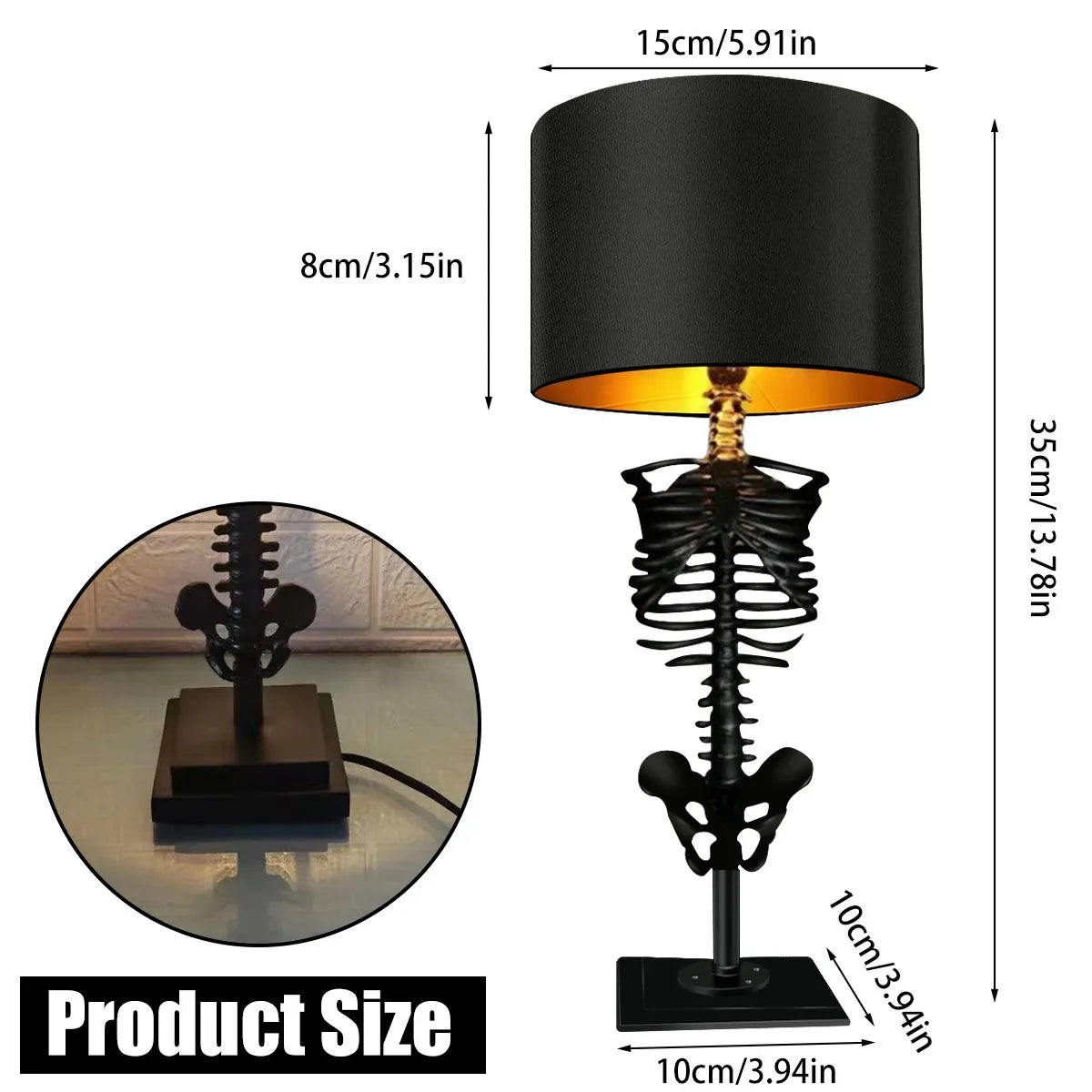 Skeleton Hand Table Lamp Gothic Skull Bedside Light Decorative Bone Art Sculpture Accent Lighting for Bedroom Office Living Room Halloween | Thomler