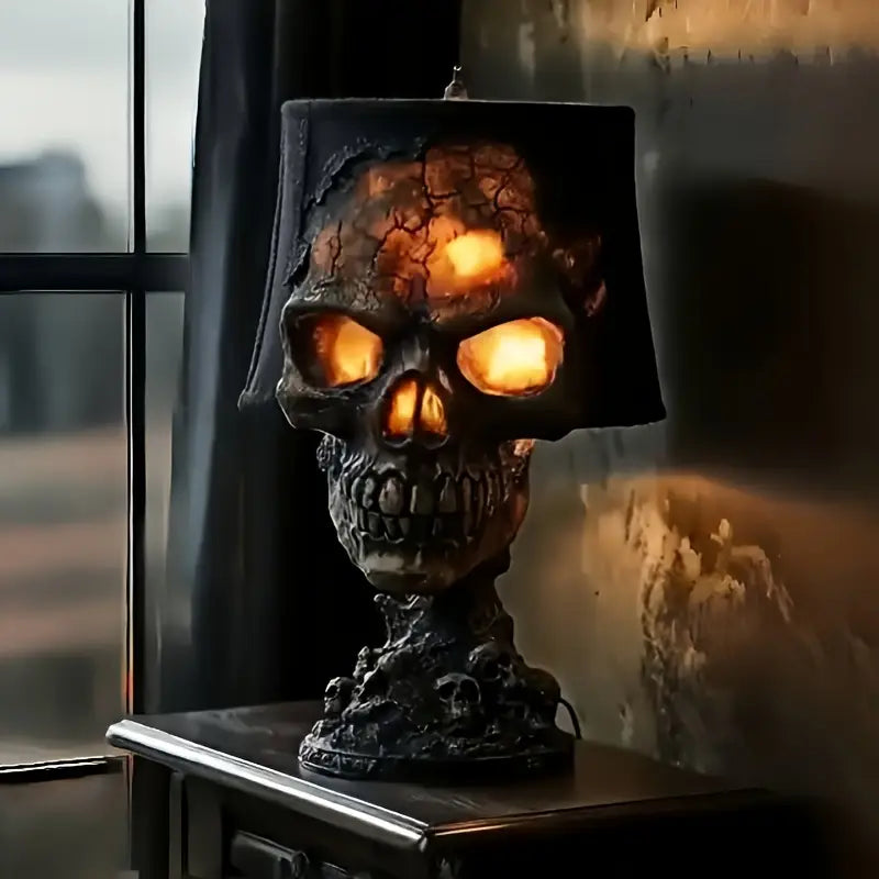 Skull Lava Lamp with Flowing Red Core – Gothic Ambient Table Light for Bedroom, Gaming Room & Dark Decor | Thomler