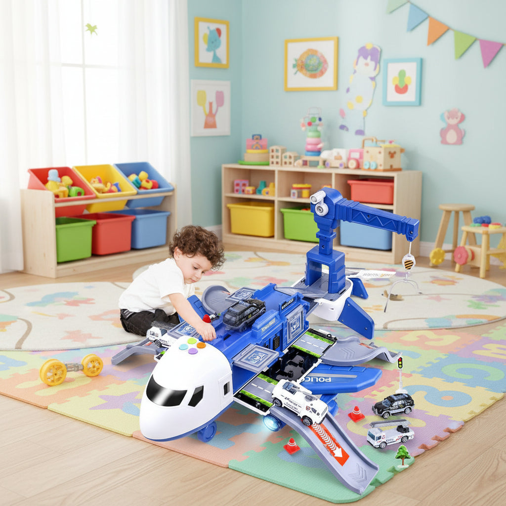 Kids Aviation Playset with Jumbo Jet, Emergency Vehicles & Mission Gear – Interactive Pretend Play for Boys & Girls Age 3-6, Educational | Thomler