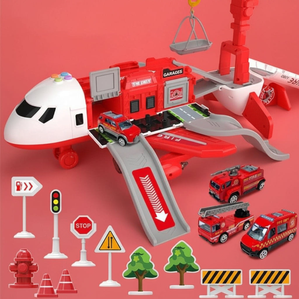 Kids Aviation Playset with Jumbo Jet, Emergency Vehicles & Mission Gear – Interactive Pretend Play for Boys & Girls Age 3-6, Educational | Thomler