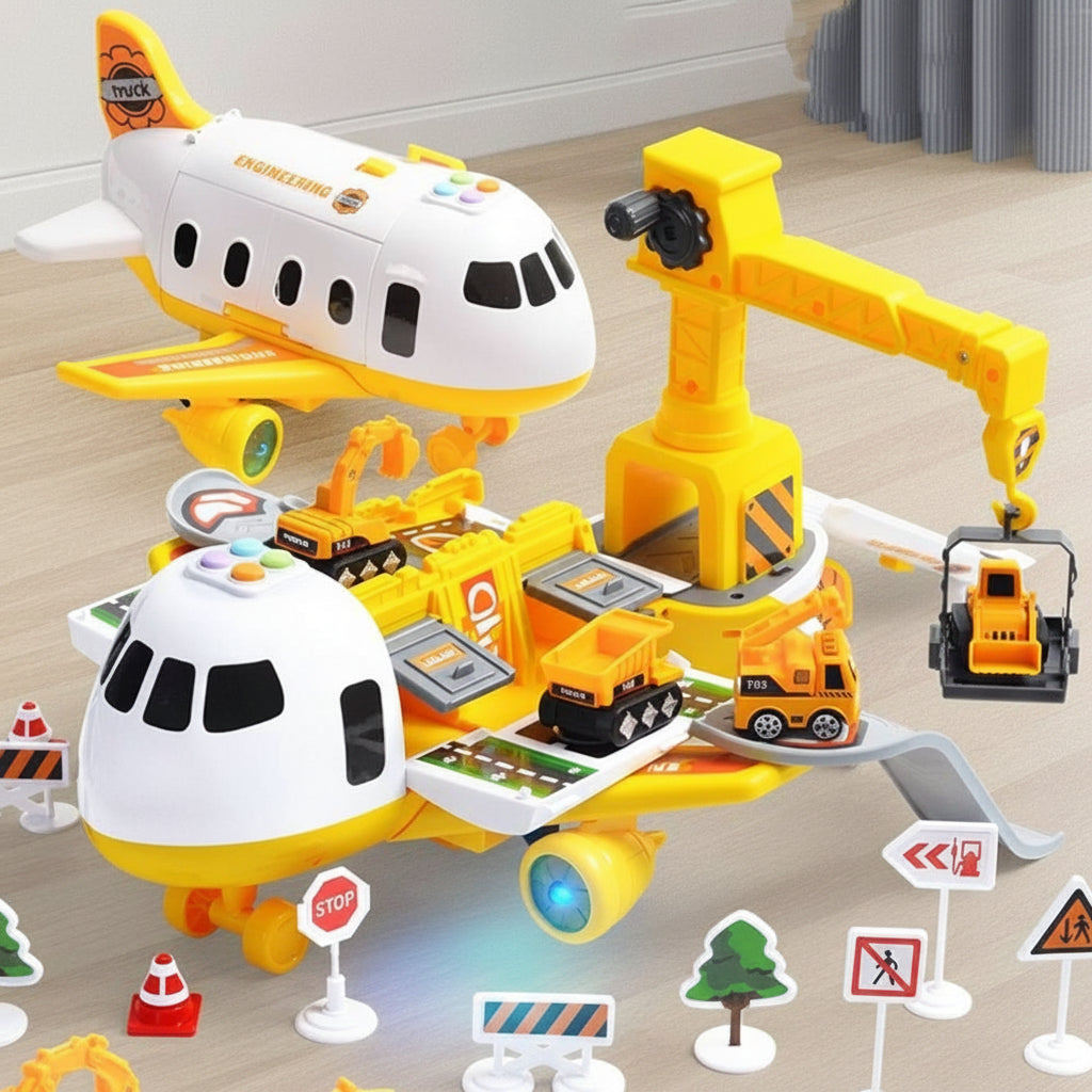 Kids Aviation Playset with Jumbo Jet, Emergency Vehicles & Mission Gear – Interactive Pretend Play for Boys & Girls Age 3-6, Educational | Thomler