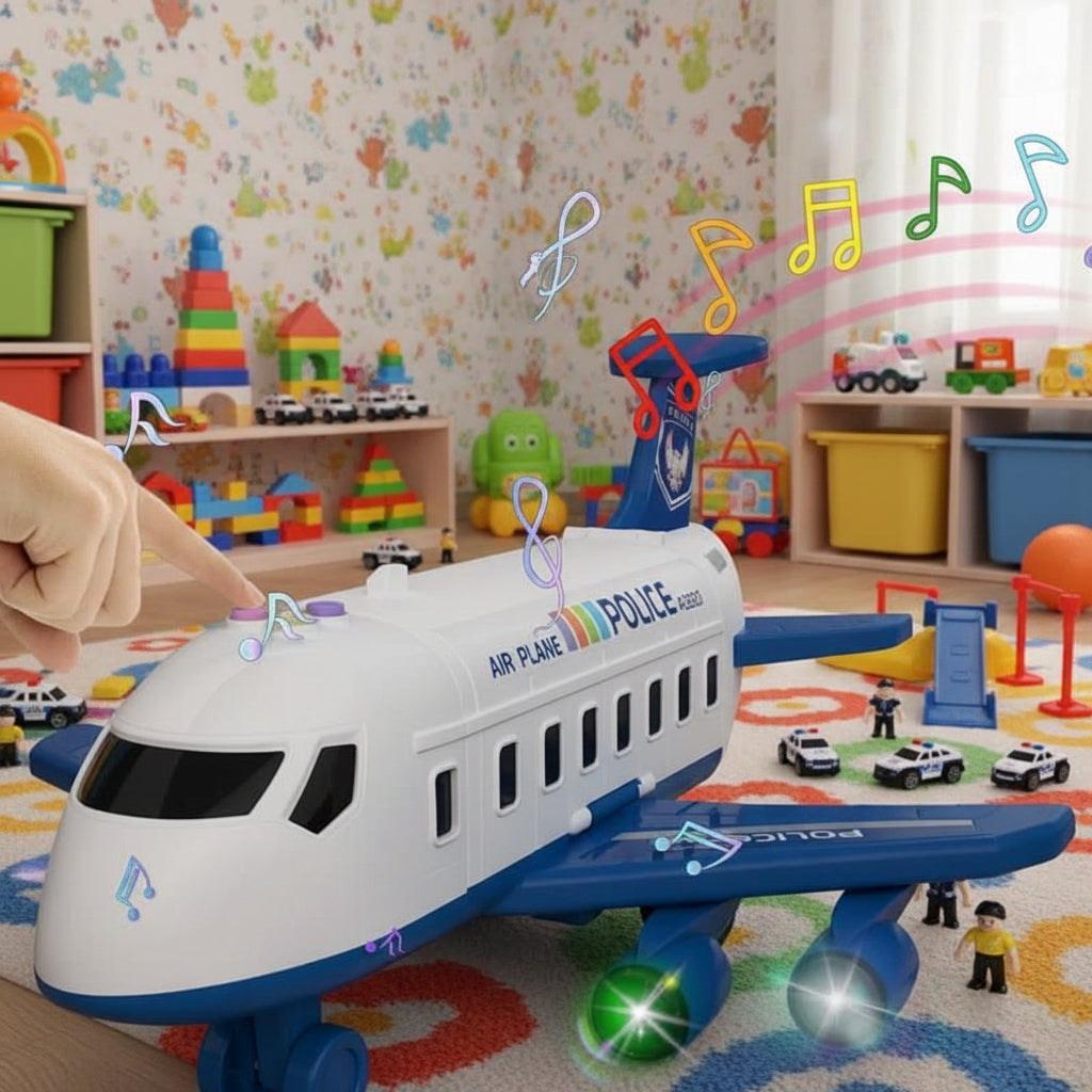 Kids Aviation Playset with Jumbo Jet, Emergency Vehicles & Mission Gear – Interactive Pretend Play for Boys & Girls Age 3-6, Educational | Thomler