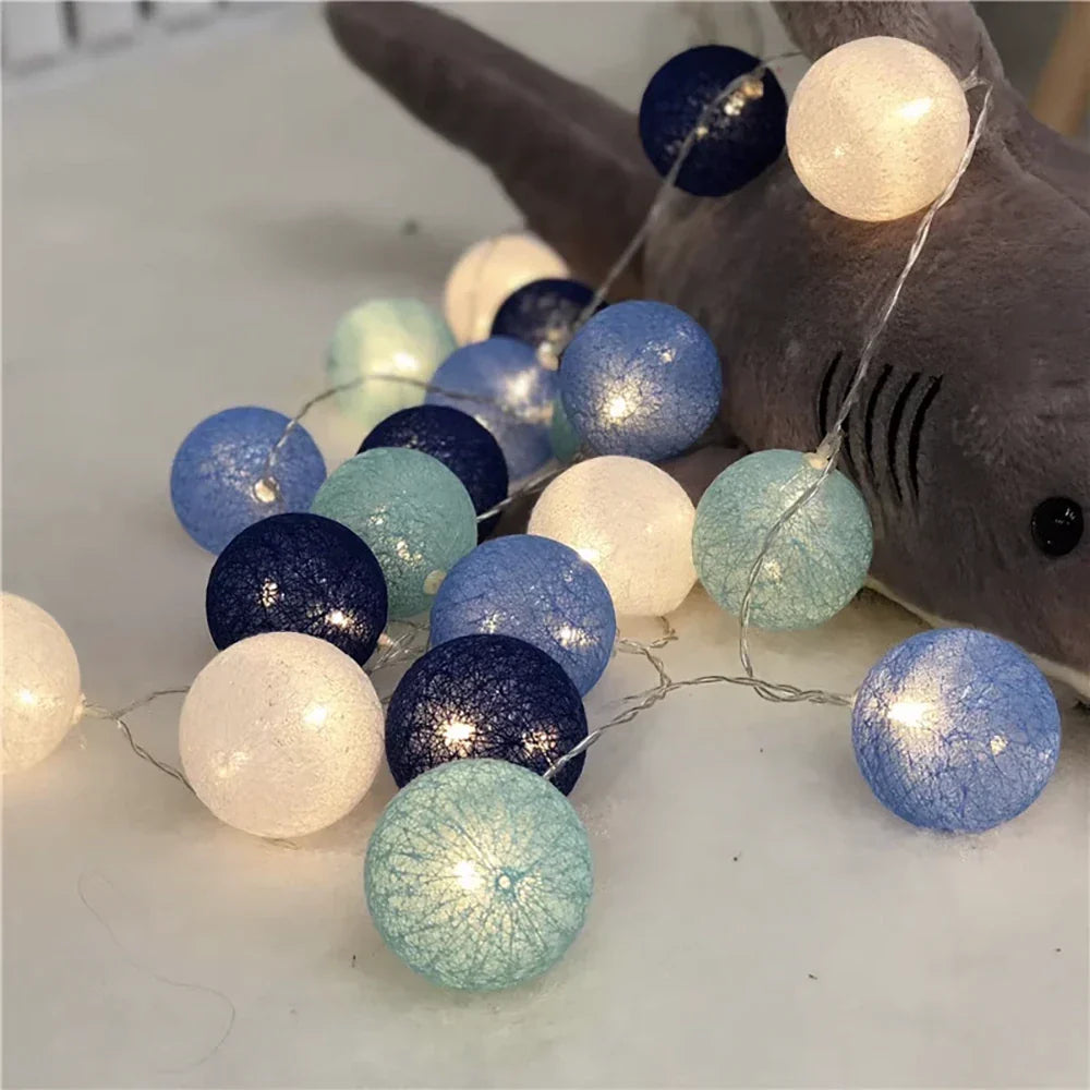 Cotton Ball String Lights LED Garland for Bedroom Living Room Nursery Party Decor USB or Battery Powered Ambient Lighting | Thomler