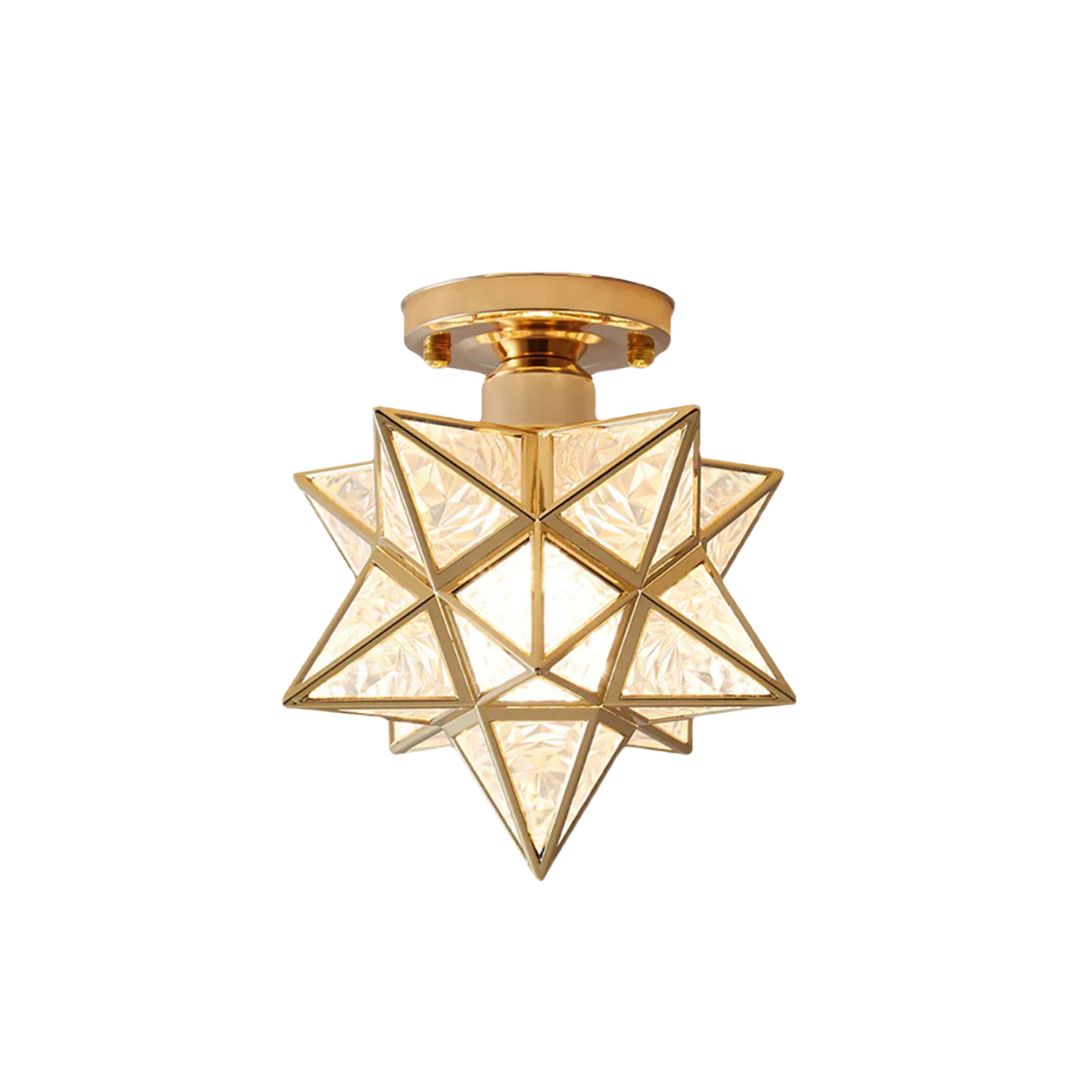 Ceiling Light Metal Star Design 20.0 cm Gold Hallway Bedroom Geometric E27 Flush Mount Lighting Fixture | Thomler