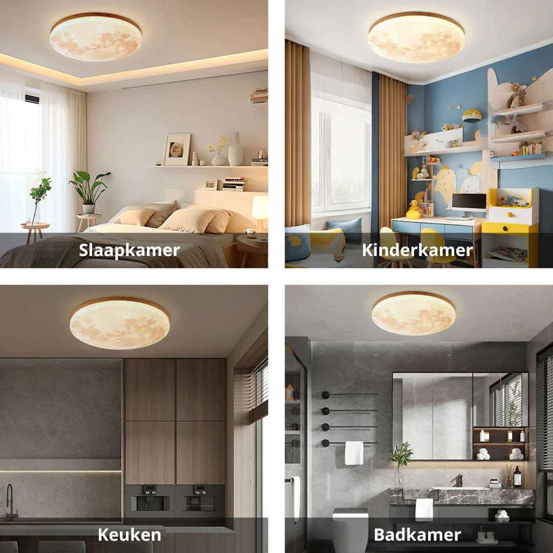 Ceiling Lamp Wood Acrylic 48.0 cm Moon Design Bedroom Living Room Flush Mount Ambient LED Light | Thomler