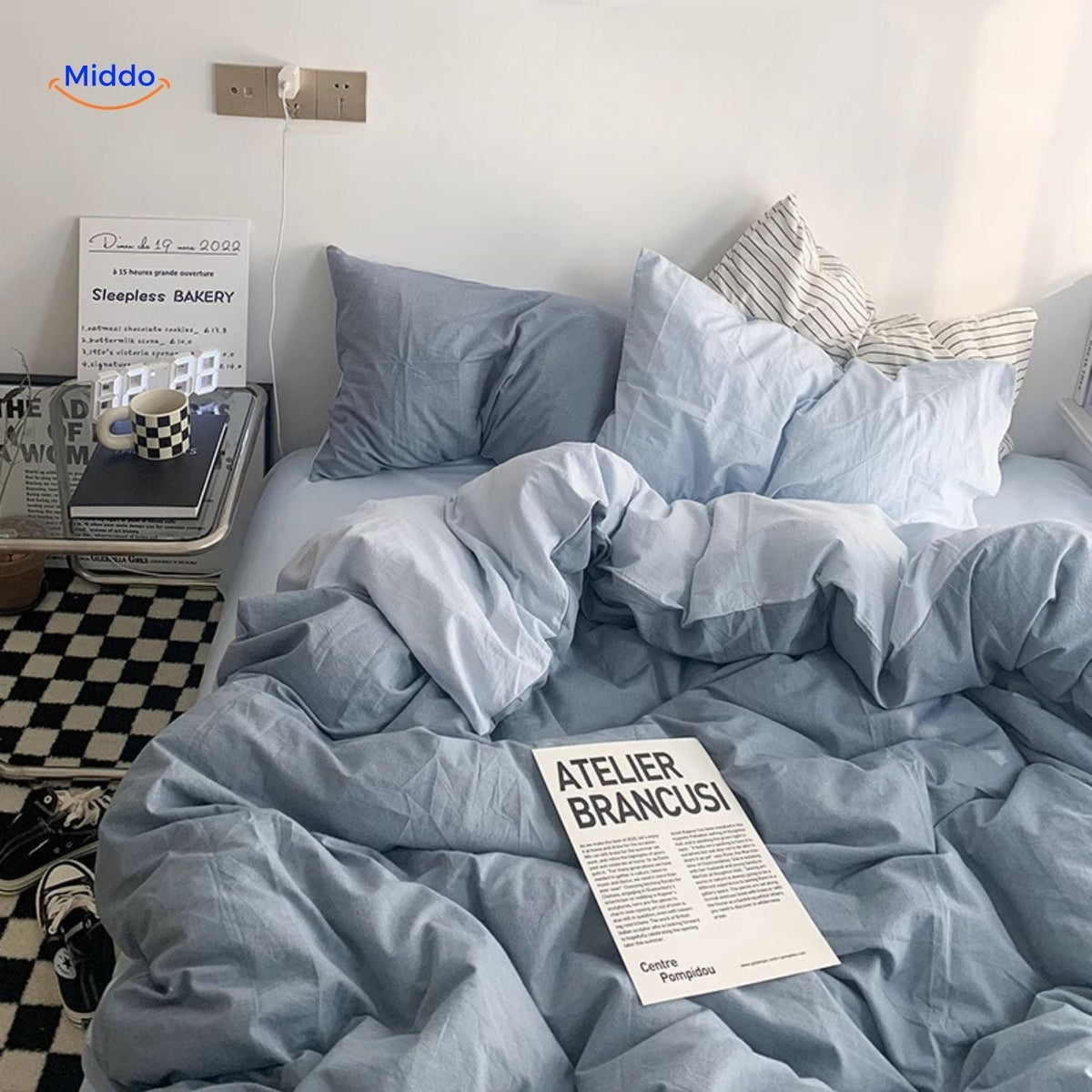 Premium Washed Cotton Dorm Bedding Set – Breathable, Ultra-Soft & All-Season Comfort for Twin & Full Beds | Thomler