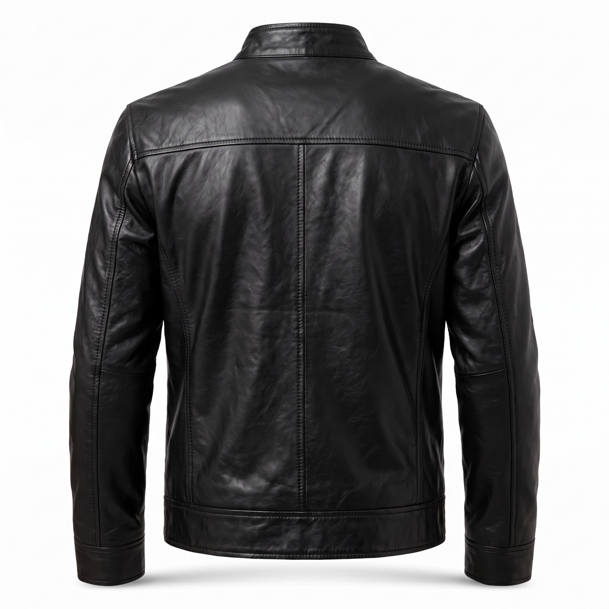 Men's Moto-Style Leather Zip-Up with Upright Neckline & Dual Chest Pockets – Tailored Urban Fit | Thomler