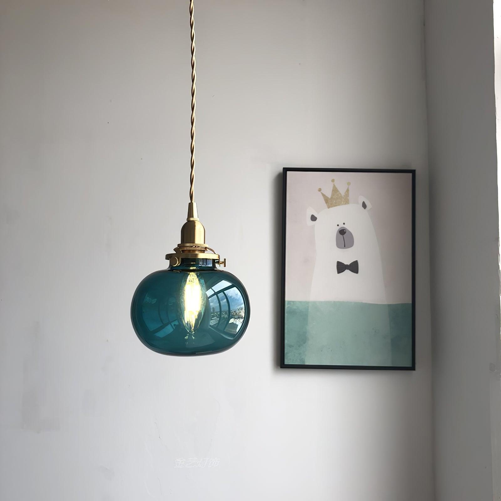 Pendant Light Glass 5.1 in Adjustable Living Room Bedroom Bathroom Hanging Ceiling Lamp Retro Style | Thomler