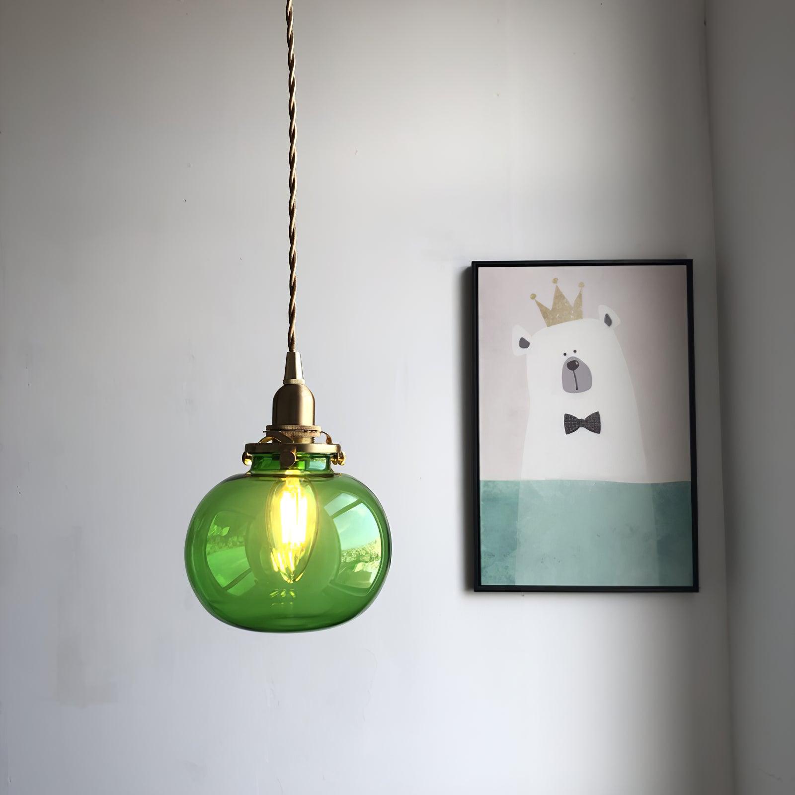 Pendant Light Glass 5.1 in Adjustable Living Room Bedroom Bathroom Hanging Ceiling Lamp Retro Style | Thomler