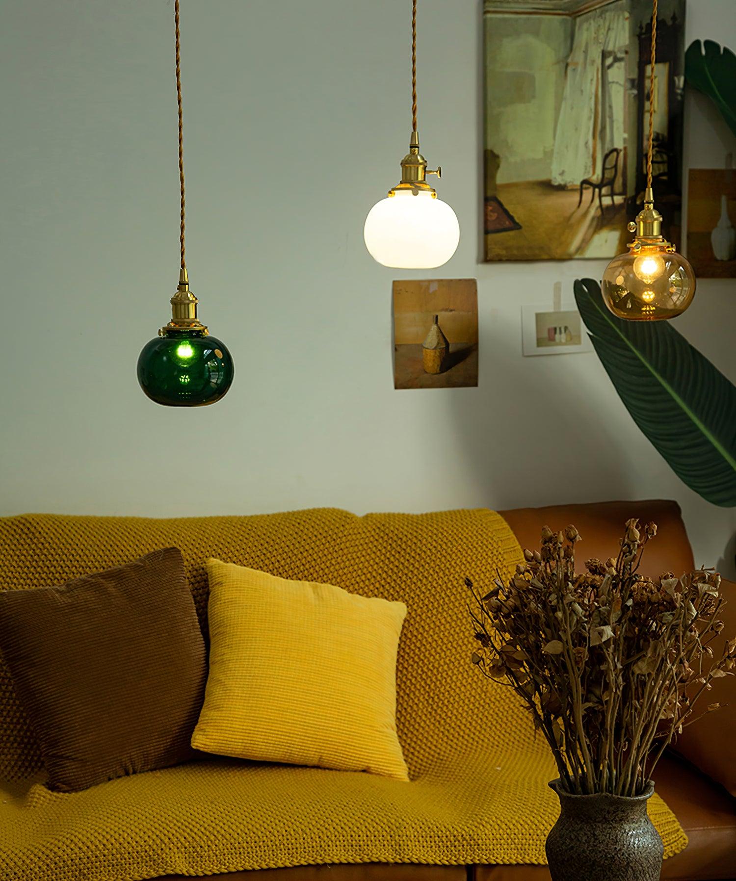 Pendant Light Glass 5.1 in Adjustable Living Room Bedroom Bathroom Hanging Ceiling Lamp Retro Style | Thomler