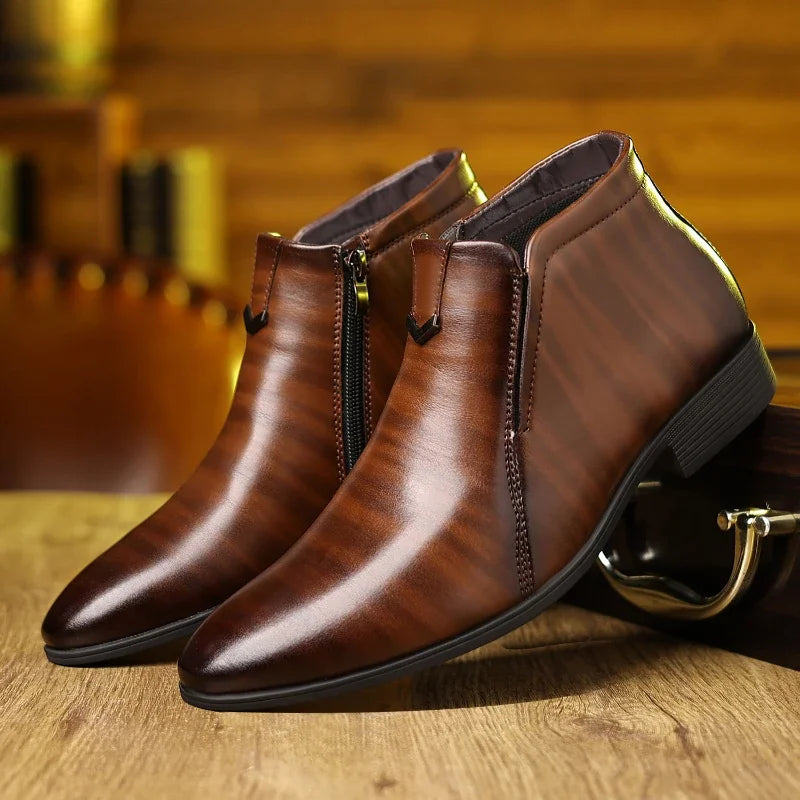 Men's Pointed-Toe Chelsea Boots with Zipper Closure for Business & Formal Wear | Thomler