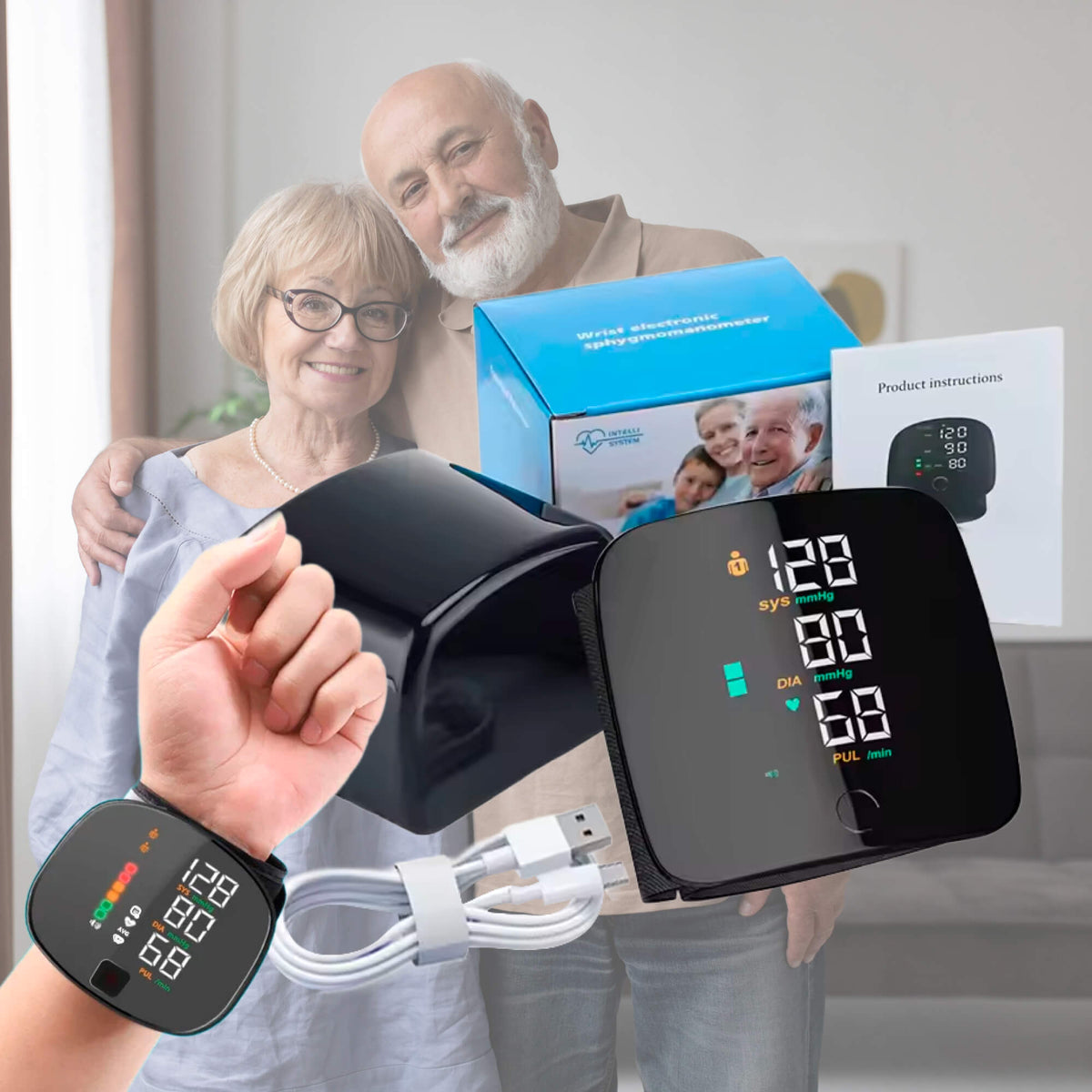 Wrist Blood Pressure Monitor with Voice Alerts & Color-Coded Display for Home Health Tracking | Thomler