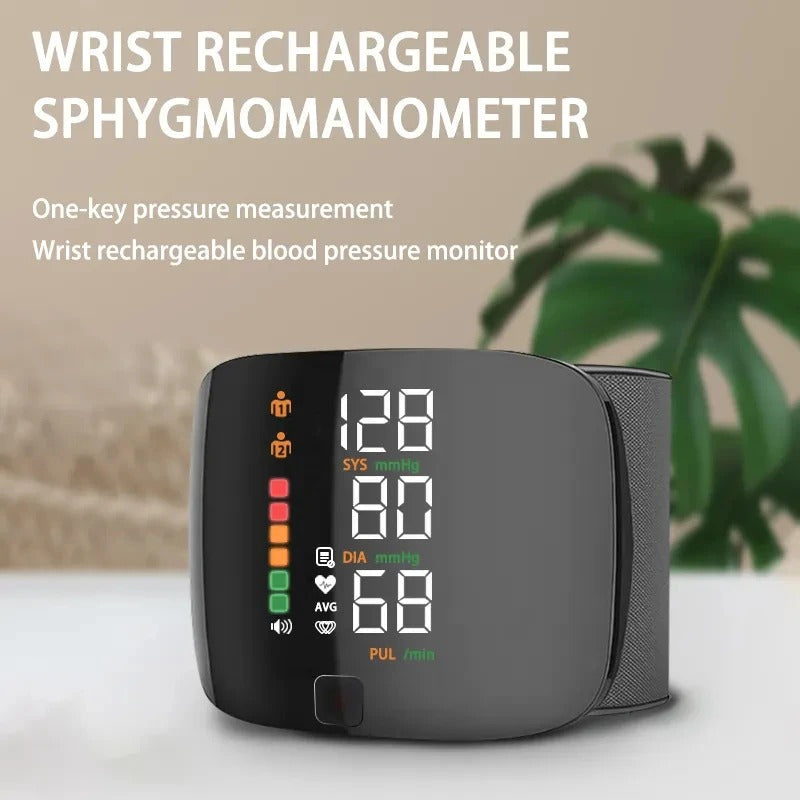 Wrist Blood Pressure Monitor with Voice Alerts & Color-Coded Display for Home Health Tracking | Thomler