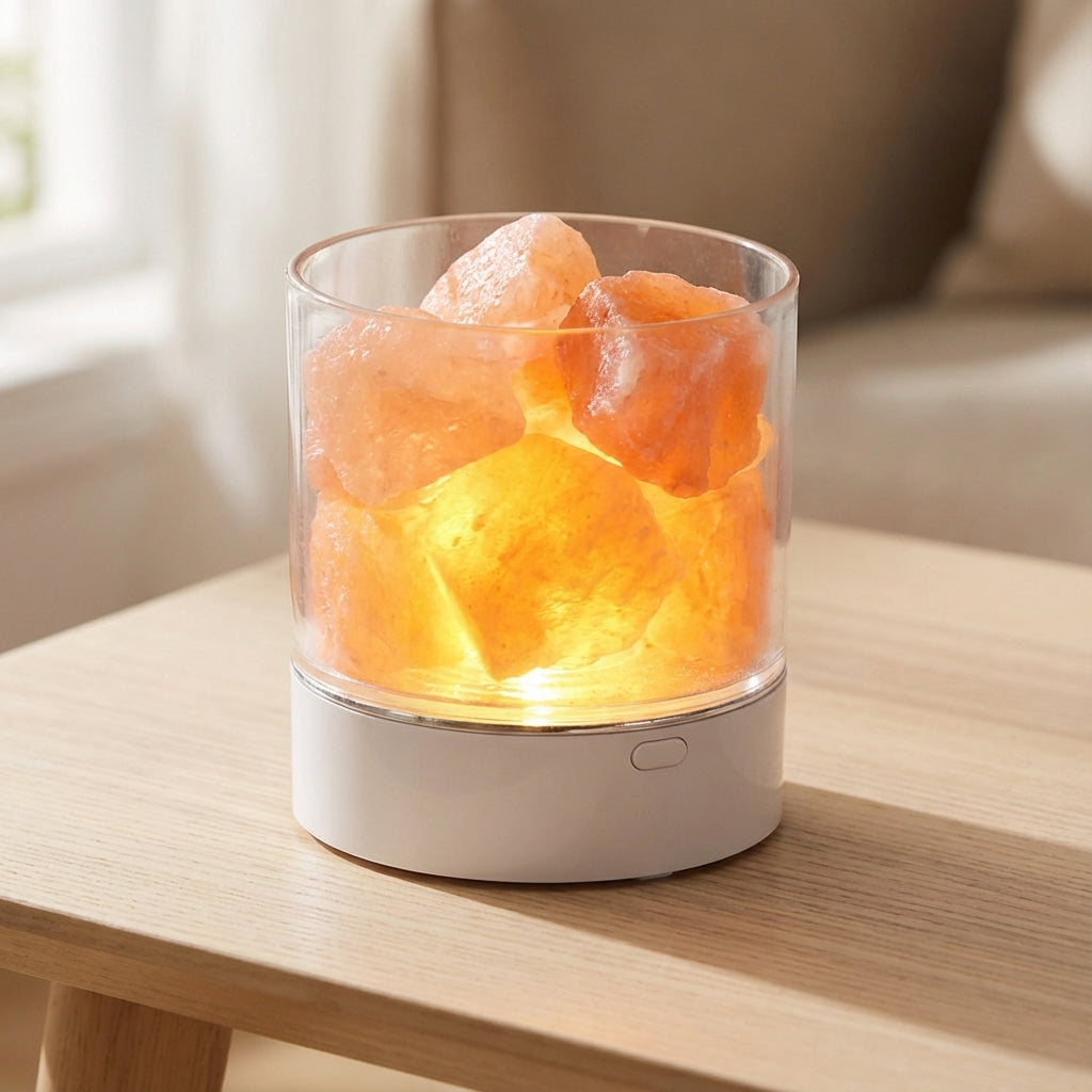 Salt Lamp Glass 9.0 cm Warm Ambient Bedroom Night Light Touch Control Dimmable USB Powered Colour Changing Mood Lamp | Thomler