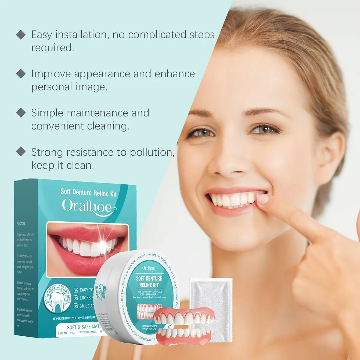 Temporary Cosmetic Dental Veneer Set with Flex-Fit Silicone for Confident Everyday Wear | Thomler