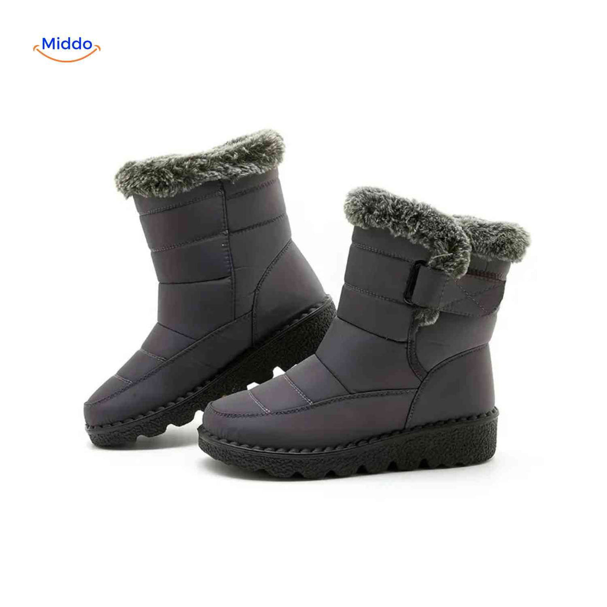 Faux Fur-Lined Ankle Boots with Traction Sole – Winter-Ready Women's Footwear for Snow & Ice | Thomler