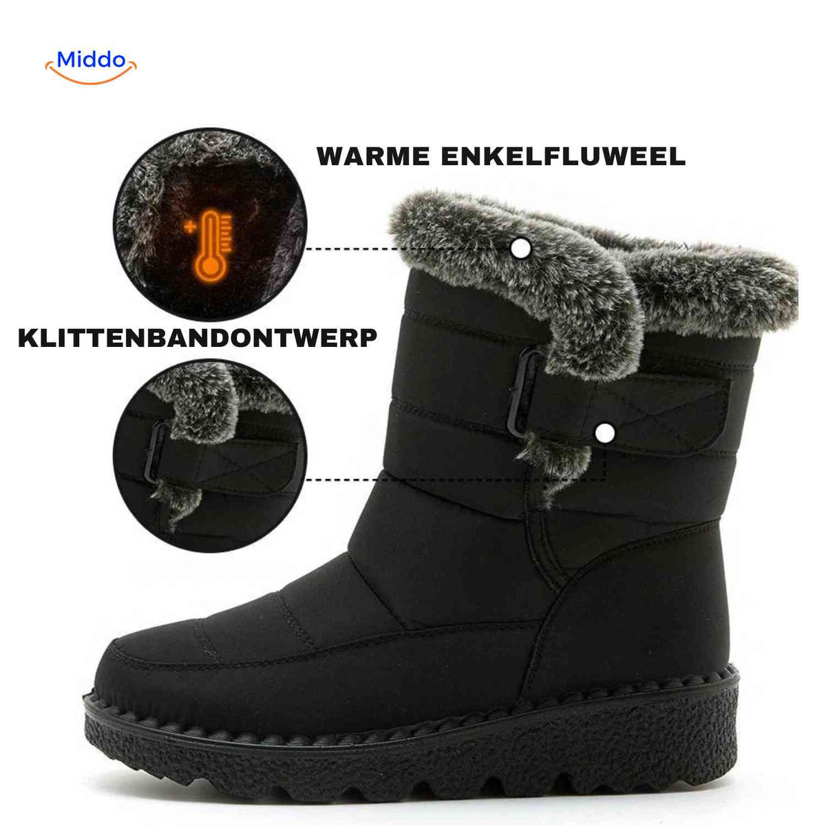 Faux Fur-Lined Ankle Boots with Traction Sole – Winter-Ready Women's Footwear for Snow & Ice | Thomler