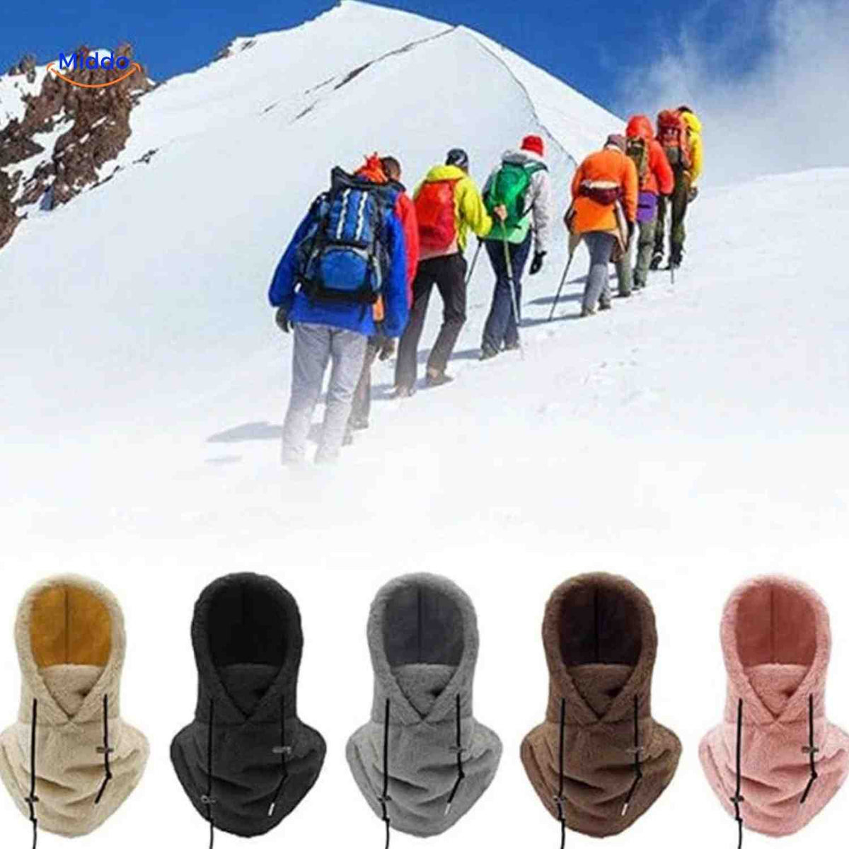 Fleece-Lined Winter Hood with Face Coverage & Adjustable Neck Warmer for Cold Weather Activities | Thomler