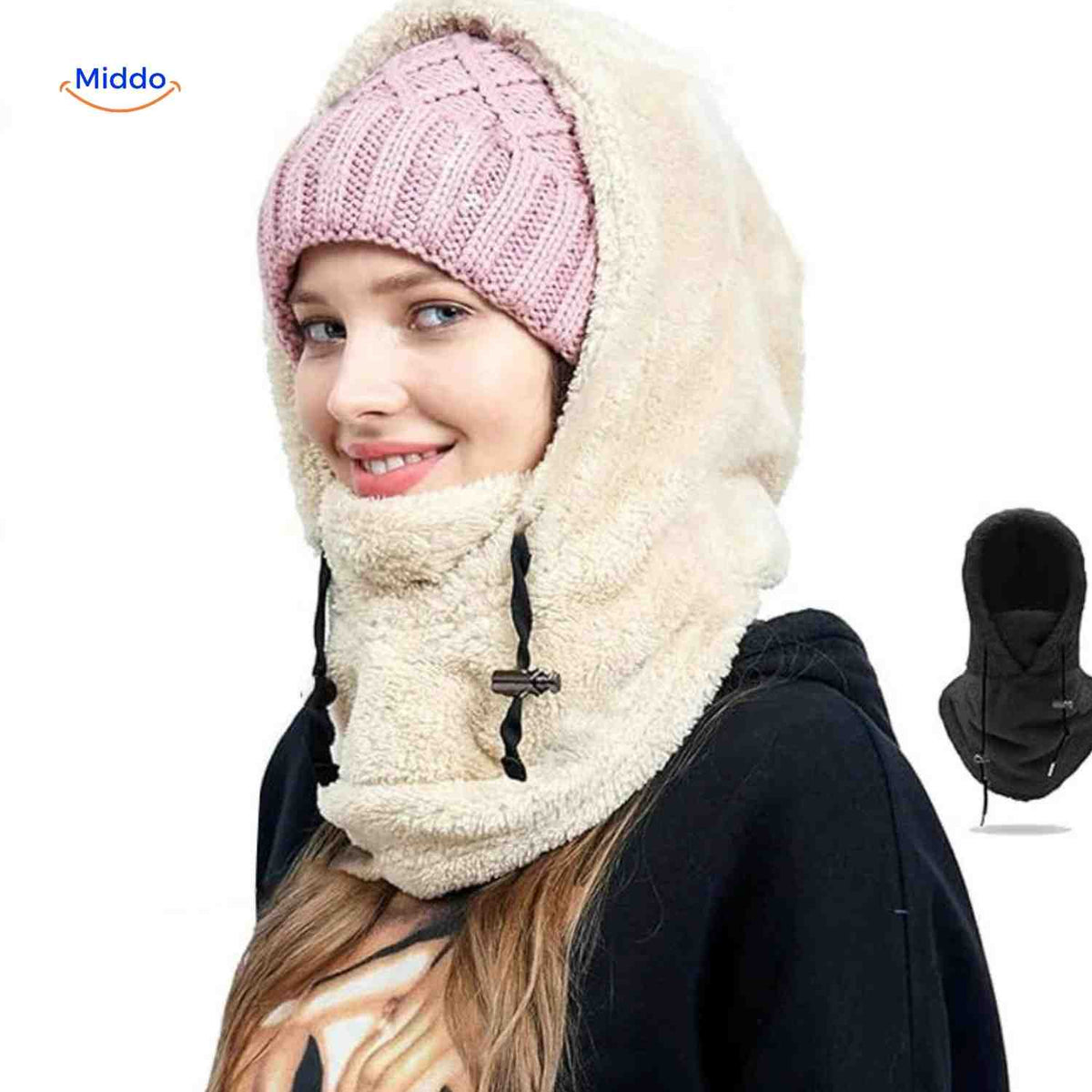 Fleece-Lined Winter Hood with Face Coverage & Adjustable Neck Warmer for Cold Weather Activities | Thomler