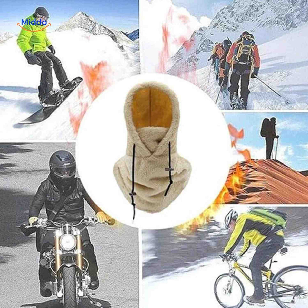 Fleece-Lined Winter Hood with Face Coverage & Adjustable Neck Warmer for Cold Weather Activities | Thomler