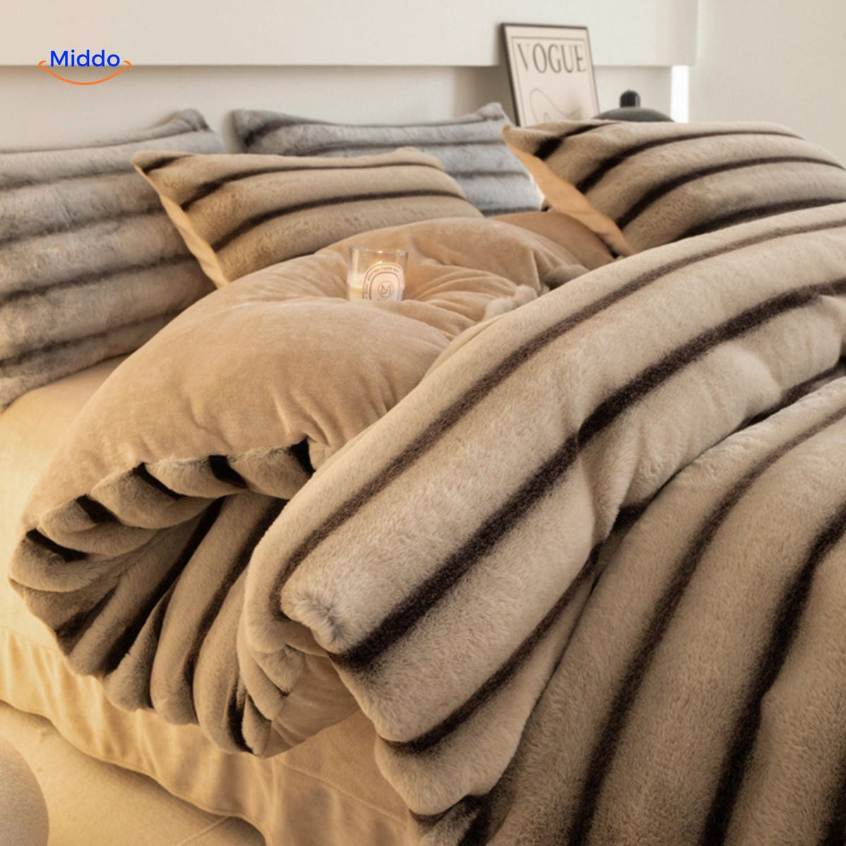Faux Rabbit Fur 4-Piece Bedding Set – Ultra-Soft Plush Duvet Cover, Sheet & Pillowcases for Year-Round Cozy Warmth | Thomler