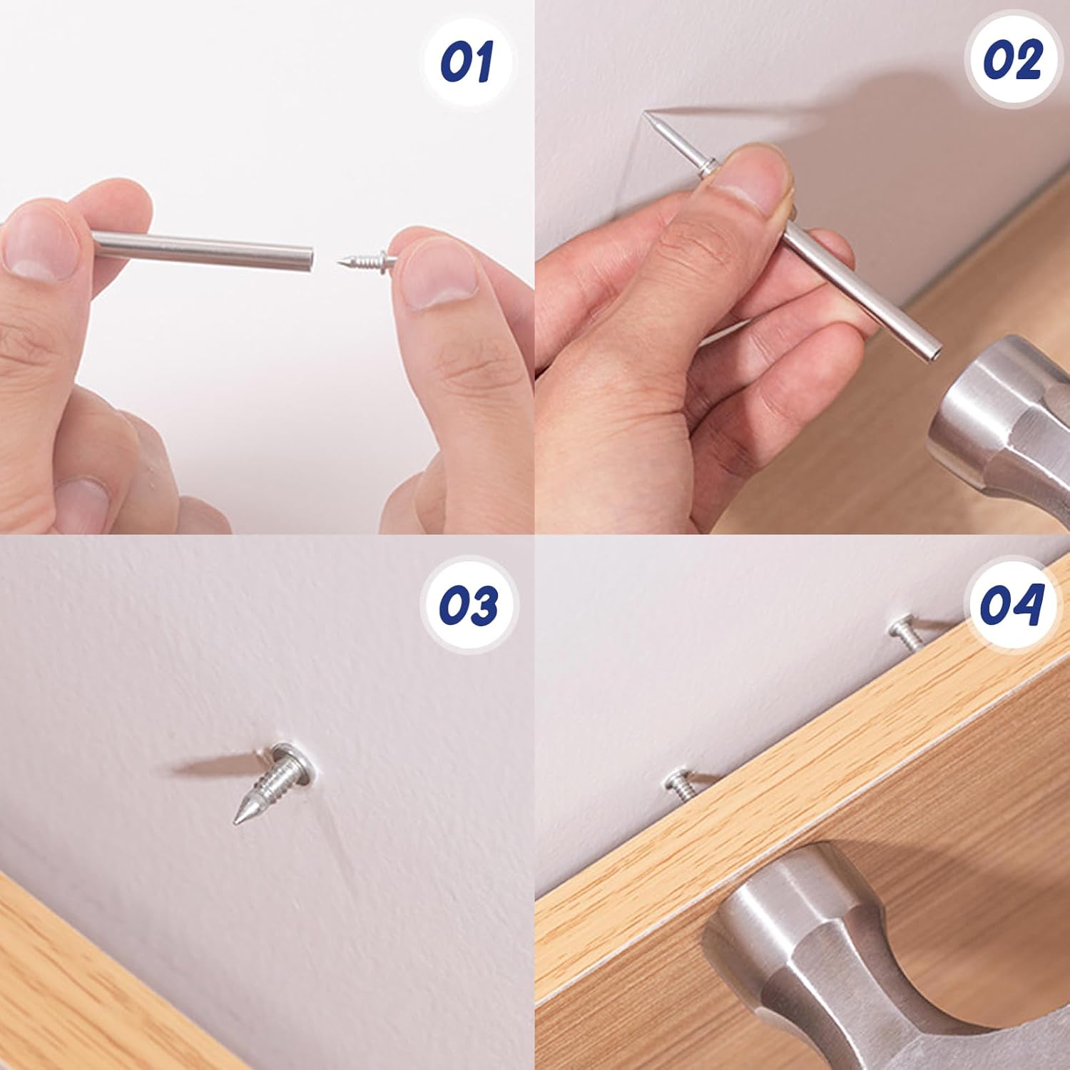 Double-Head Baseboard Nail Set for Invisible Trim Installation 100-Piece Galvanized Steel Fasteners with Tool for Wall Molding Carpentry Pro | Thomler